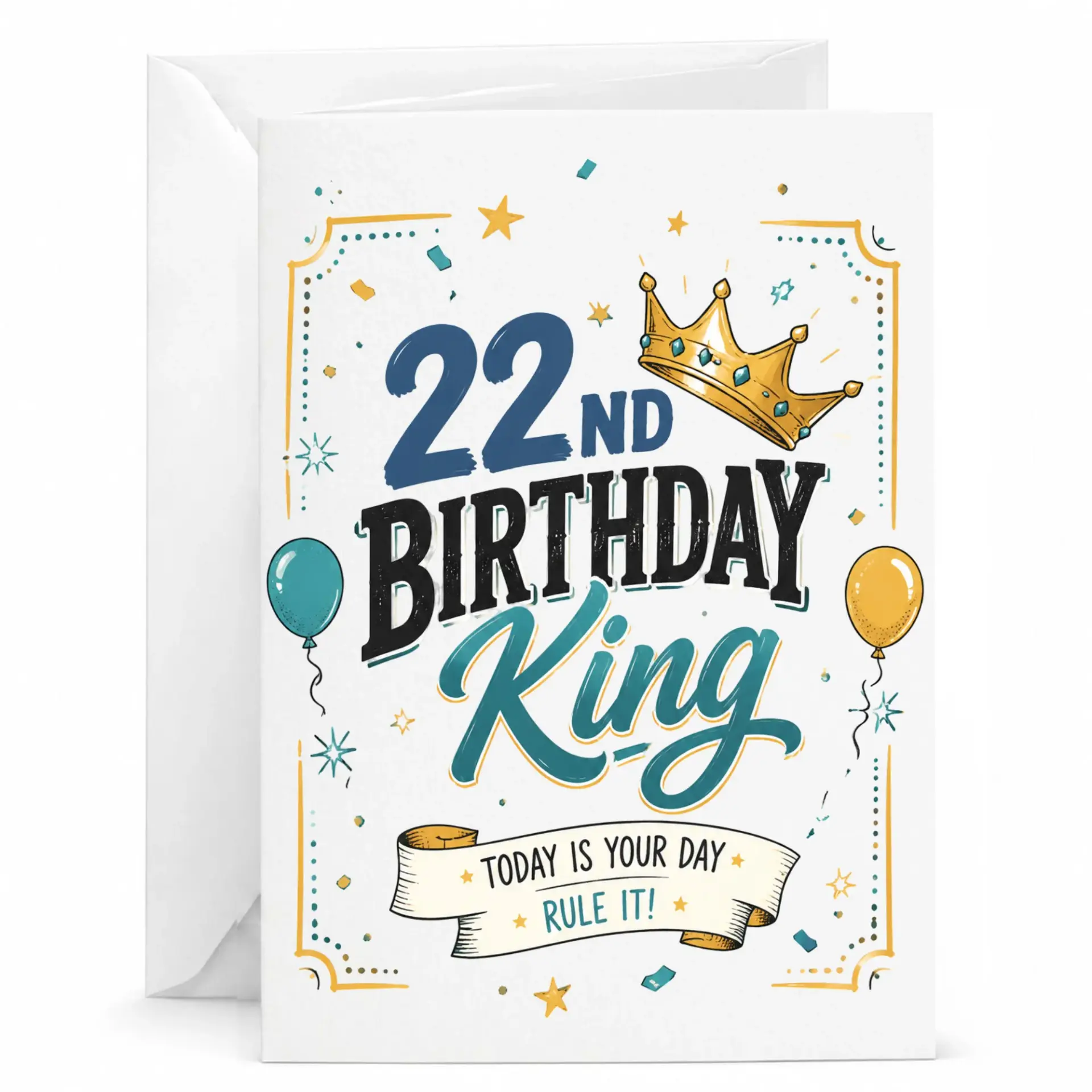 Birthday Card 22nd Birthday King Celebrate Twenty-Second Milestone with This Festive Regal Themed Greeting Card