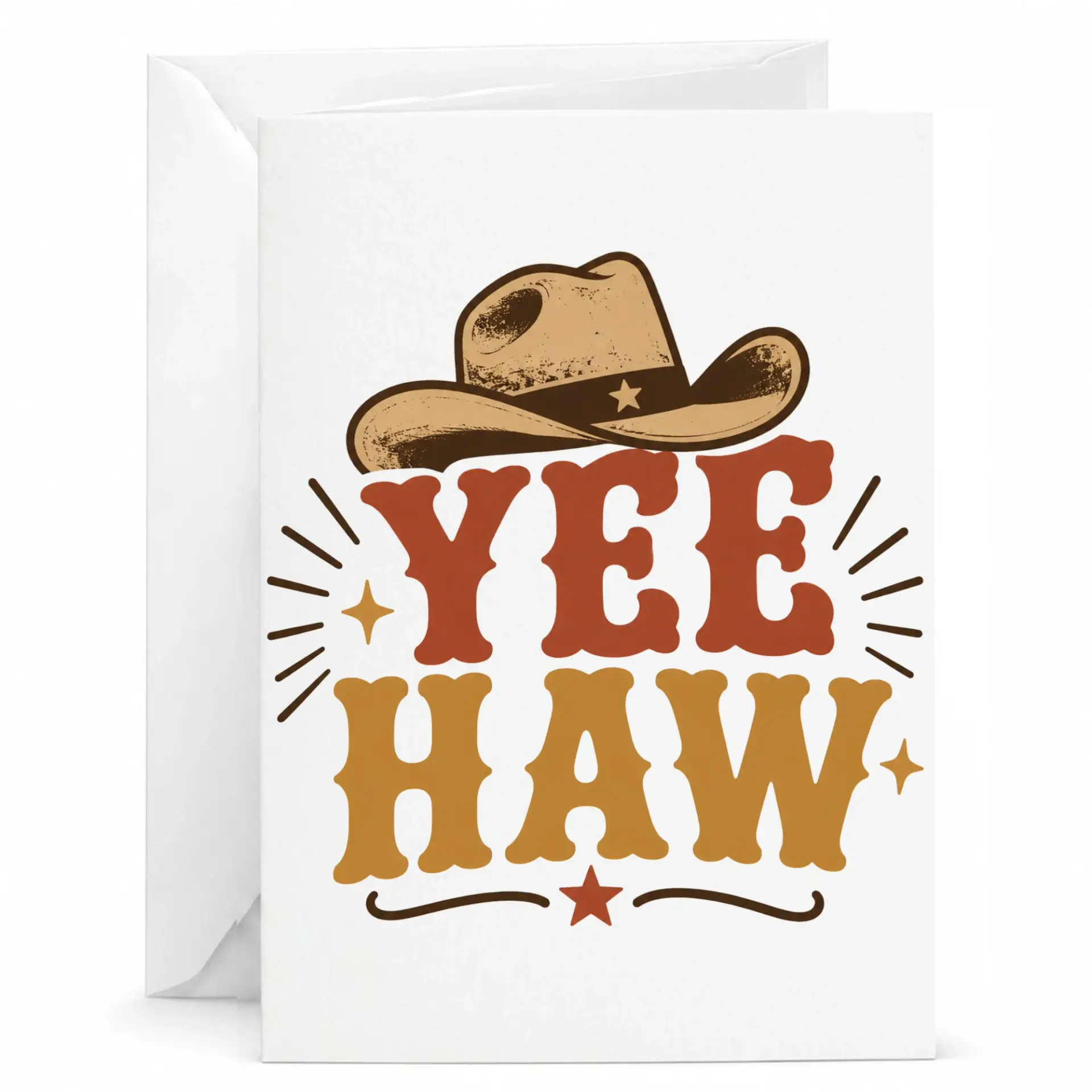 Funny Cowboy Western Greeting Card Featuring Yee Haw Graphic Design for All Occasions Blank Folded Note Card