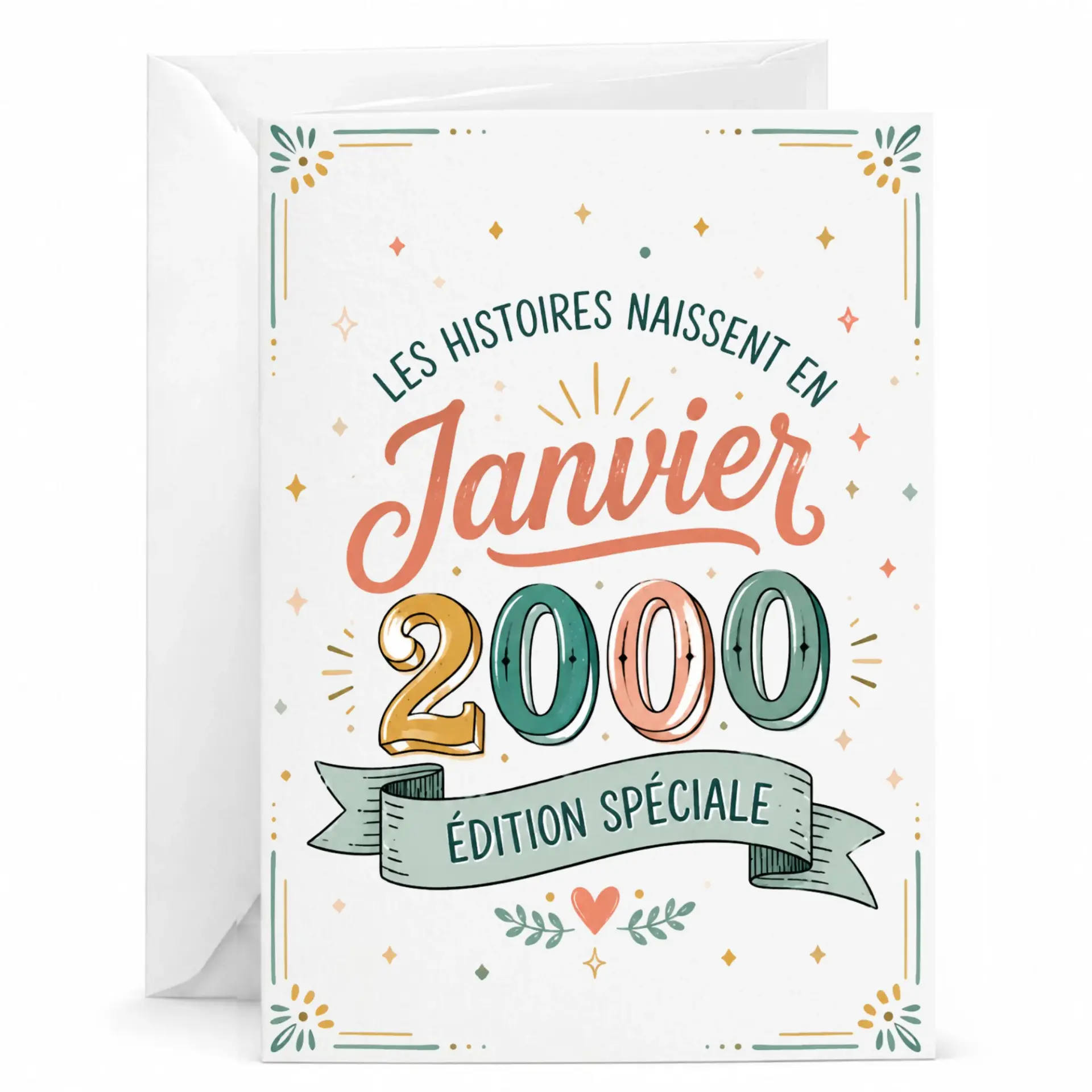 Birthday Card Les Histoires Naissent En Janvier 2000 Edition Spéciale Greeting Card for Milestone Celebration