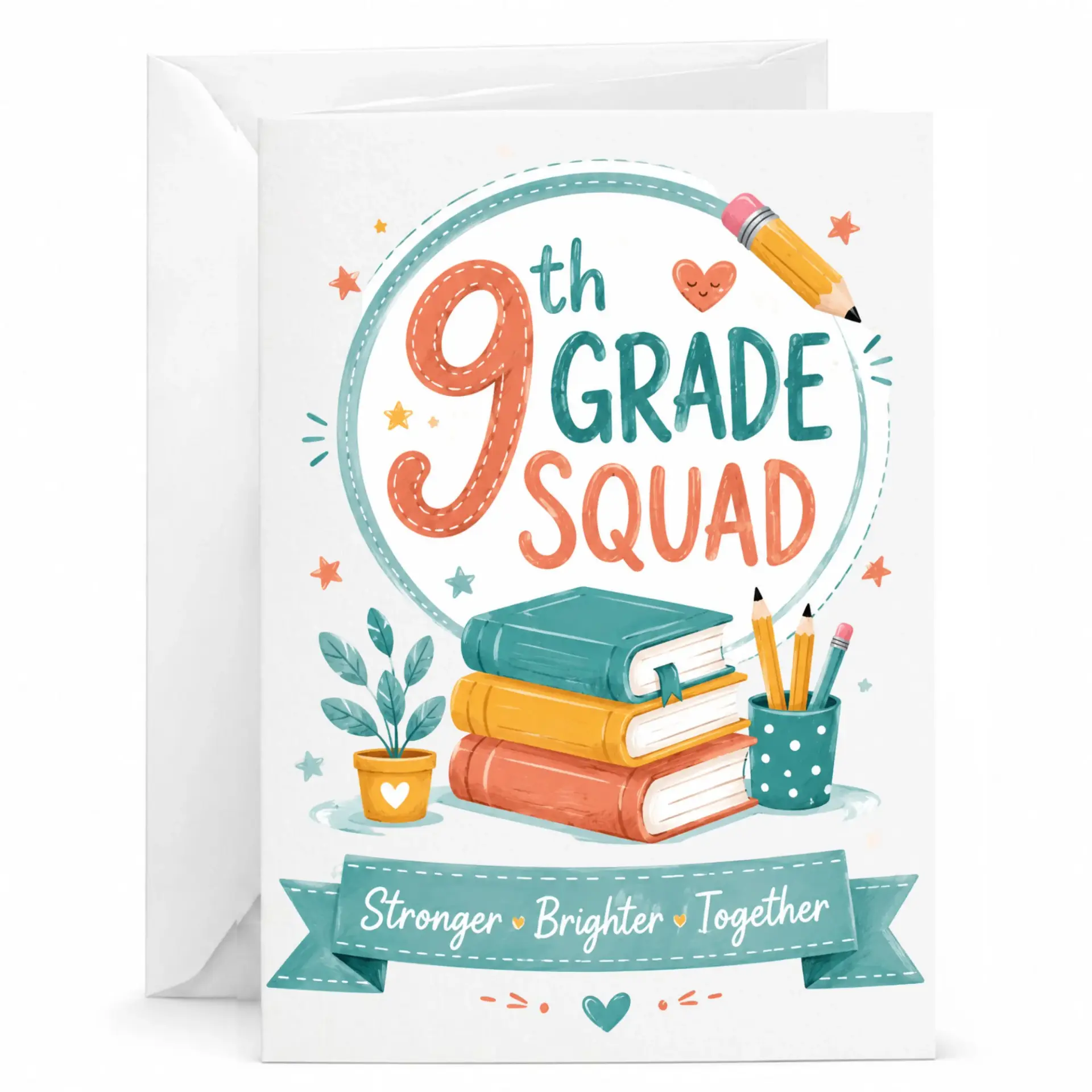 Personalized Ninth Squad Greeting Card with Books Illustration