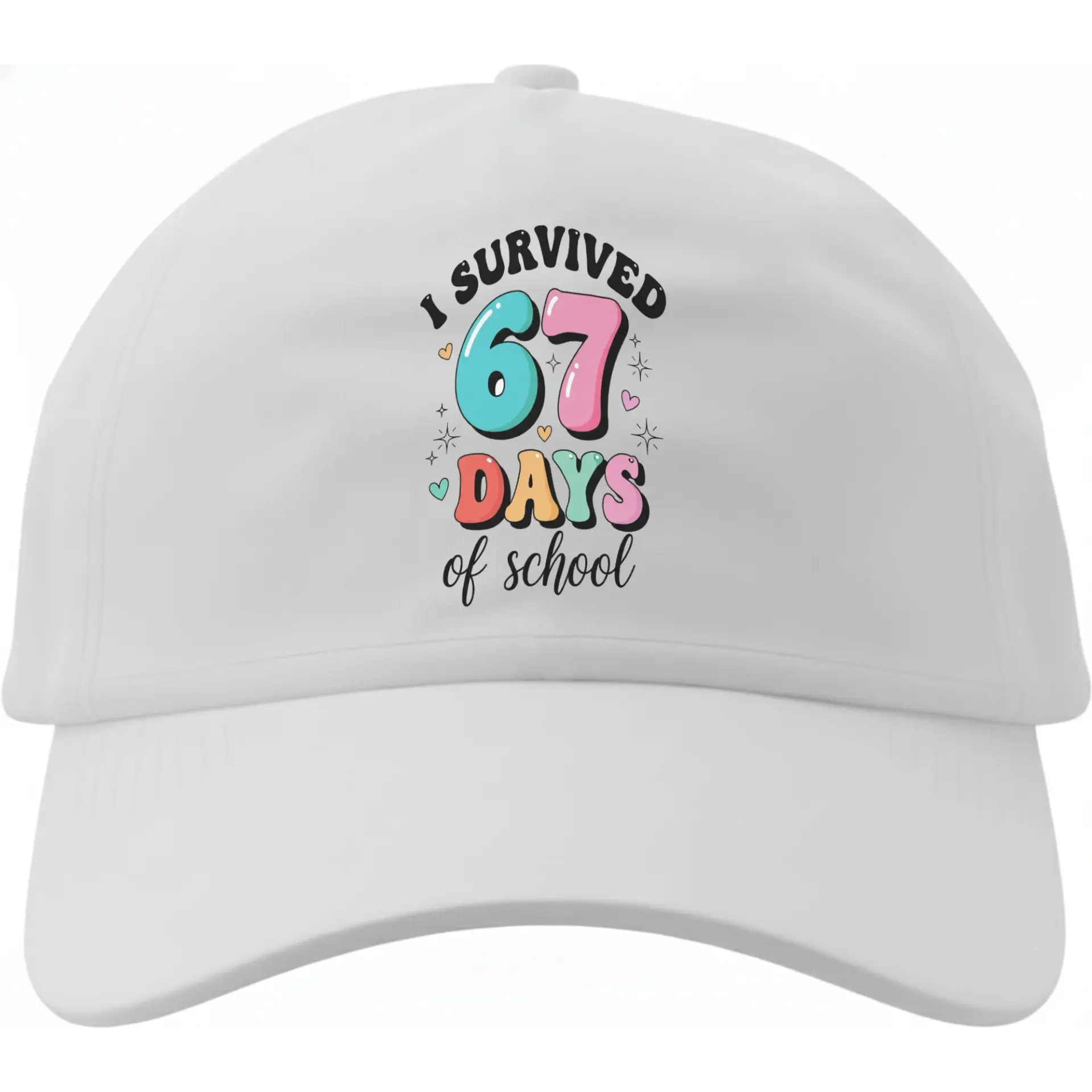 Baseball Cap I Survived 67 Days of School Retro Style Cotton Hat Unisex Adjustable Low Profile Structured Headwear