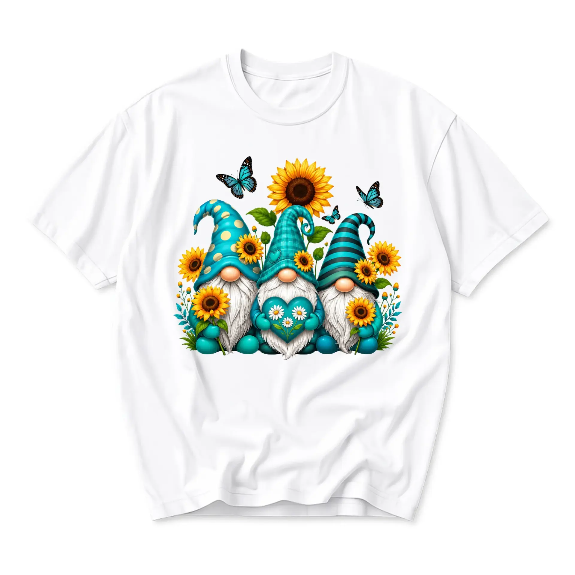T-shirt Sunflower Gnome Trio Graphic Tee Unisex Crew Neck Short Sleeve