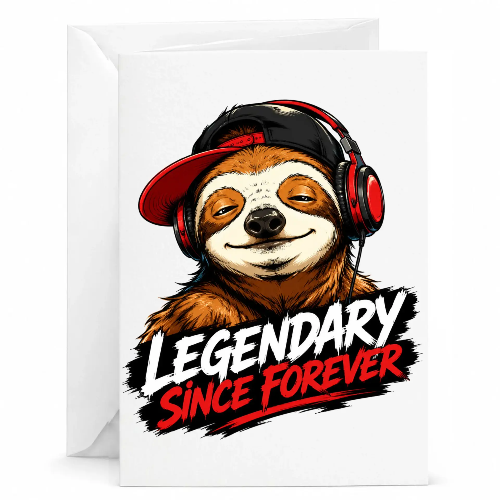 Funny Sloth Greeting Card Legendary Since Forever Design Cool Animal Illustration Birthday Card for Friends