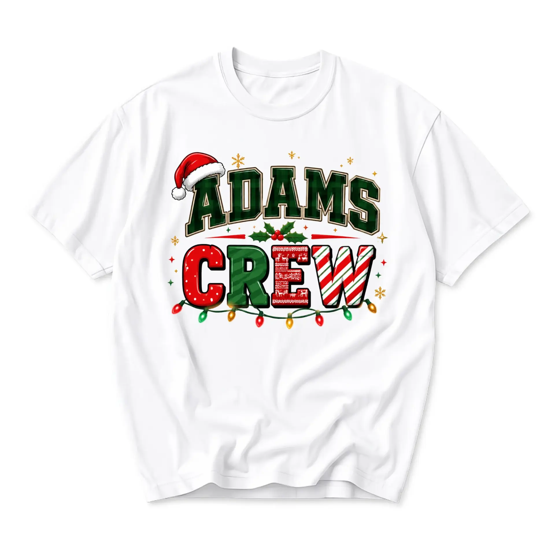 Graphic Tee Crew Holiday Season Unisex T-Shirt Festive Plaid Apparel for