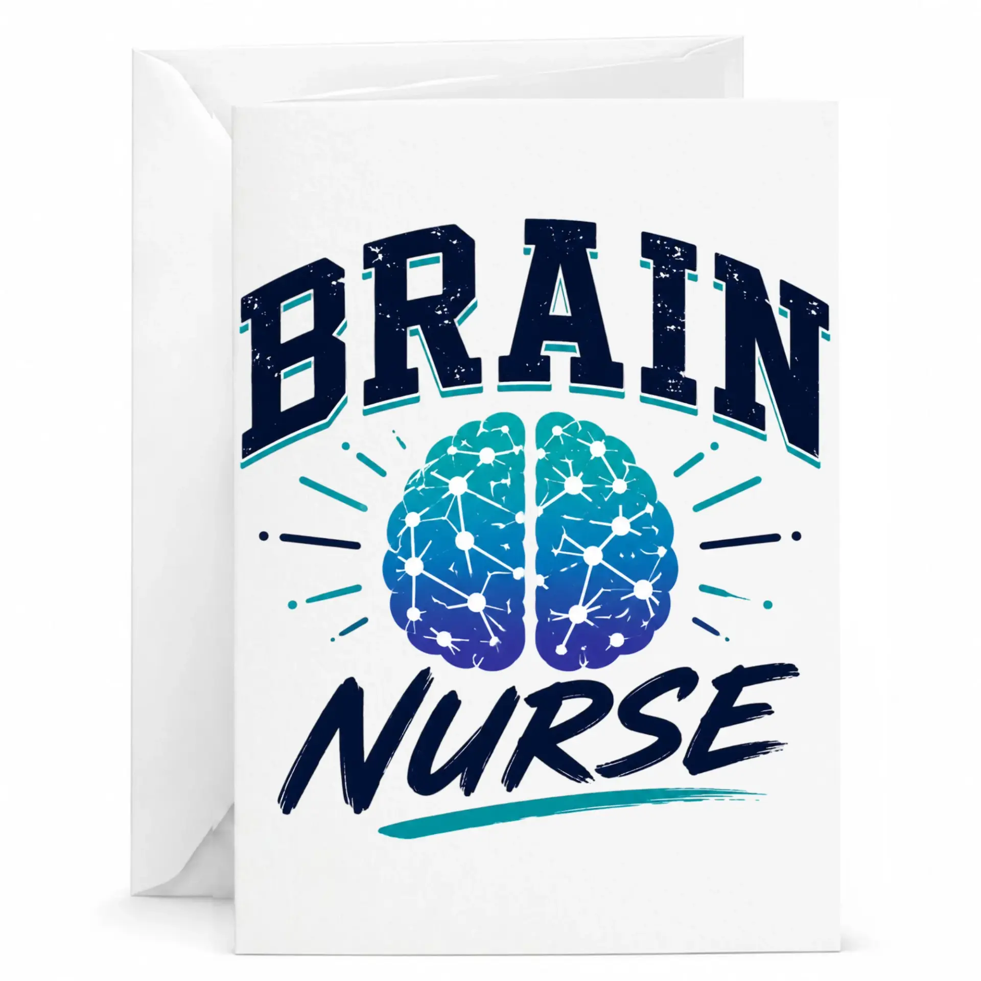 Funny Brain Nurse Greeting Card Medical Professional Appreciation Stationery for Healthcare Workers 5x7 Inches