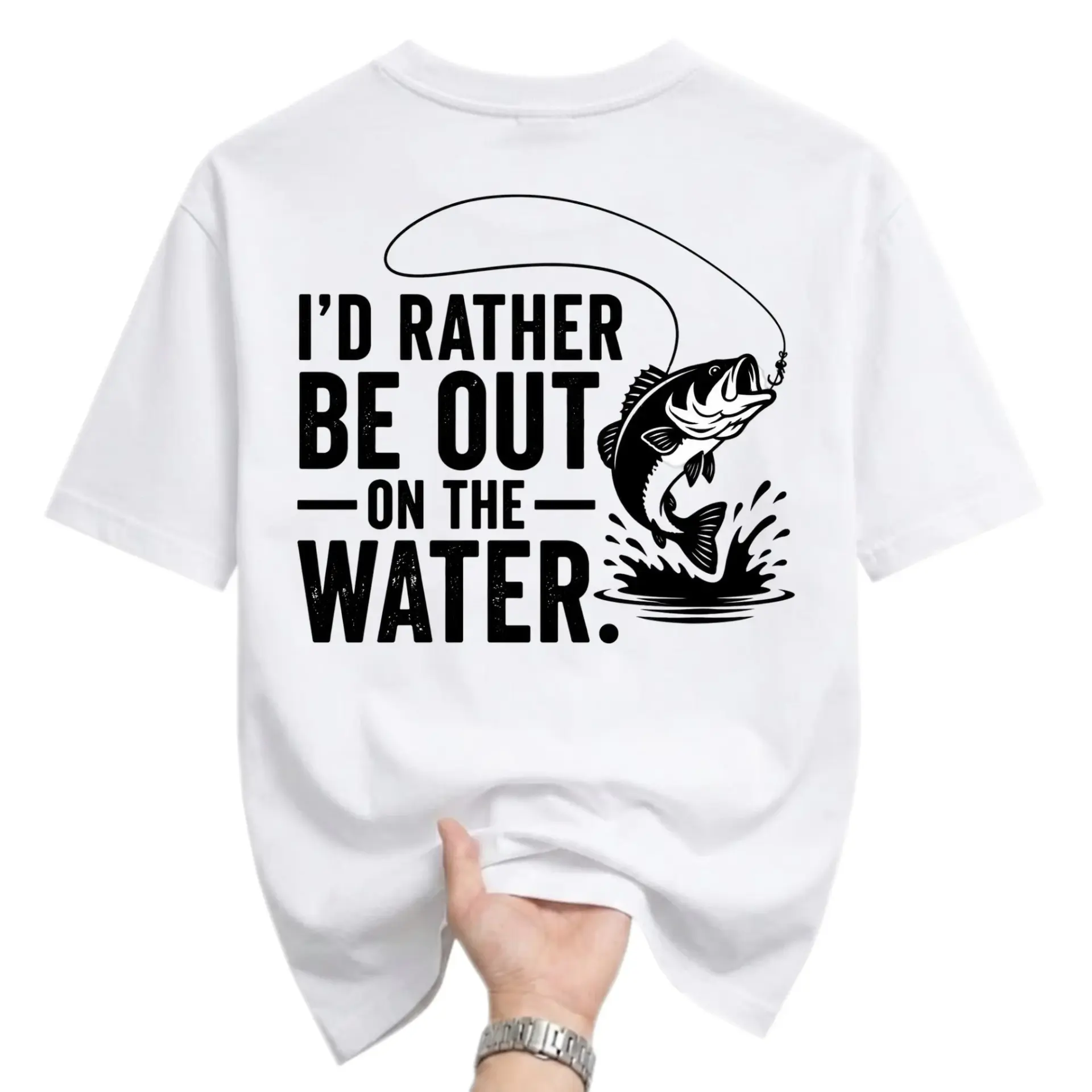 Funny Shirt I'd Rather Be Out Fishing Graphic Tee Unisex Short Sleeve Crew