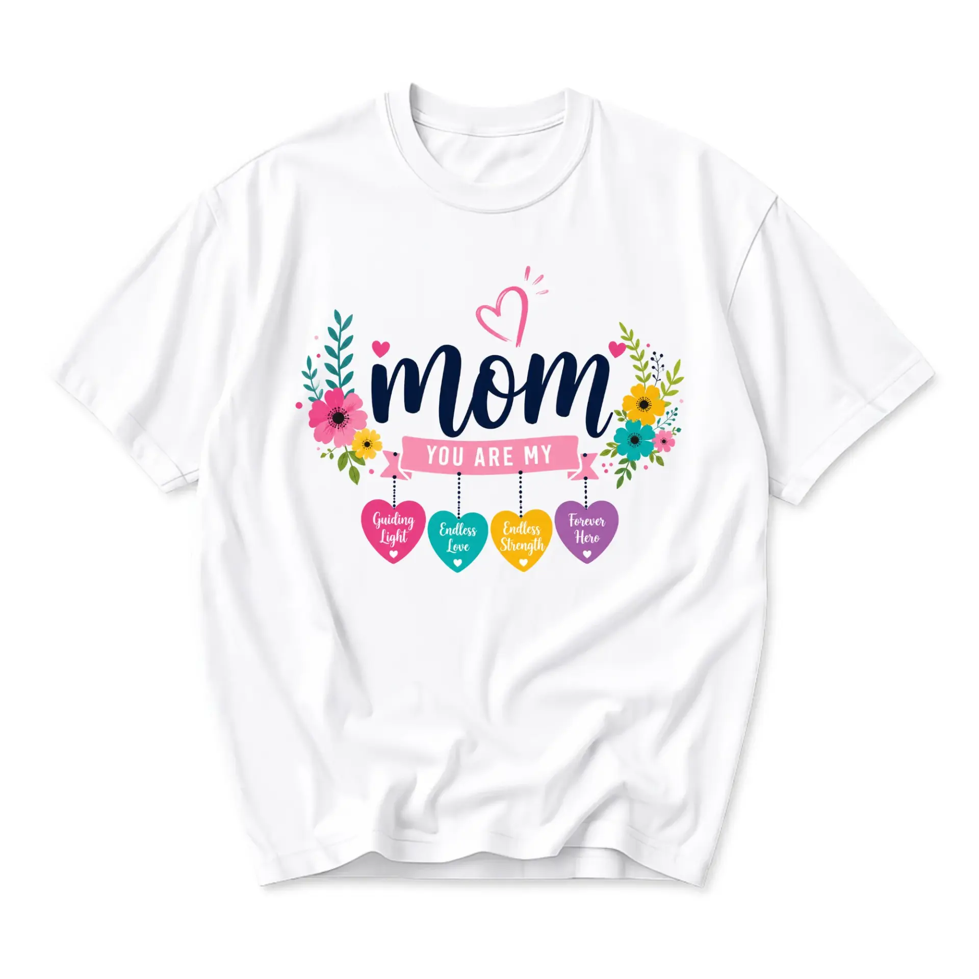 Graphic Tee Mom You Are My Guiding Light Floral Design Casual Unisex Crew Neck Short Sleeve Soft Cotton Apparel