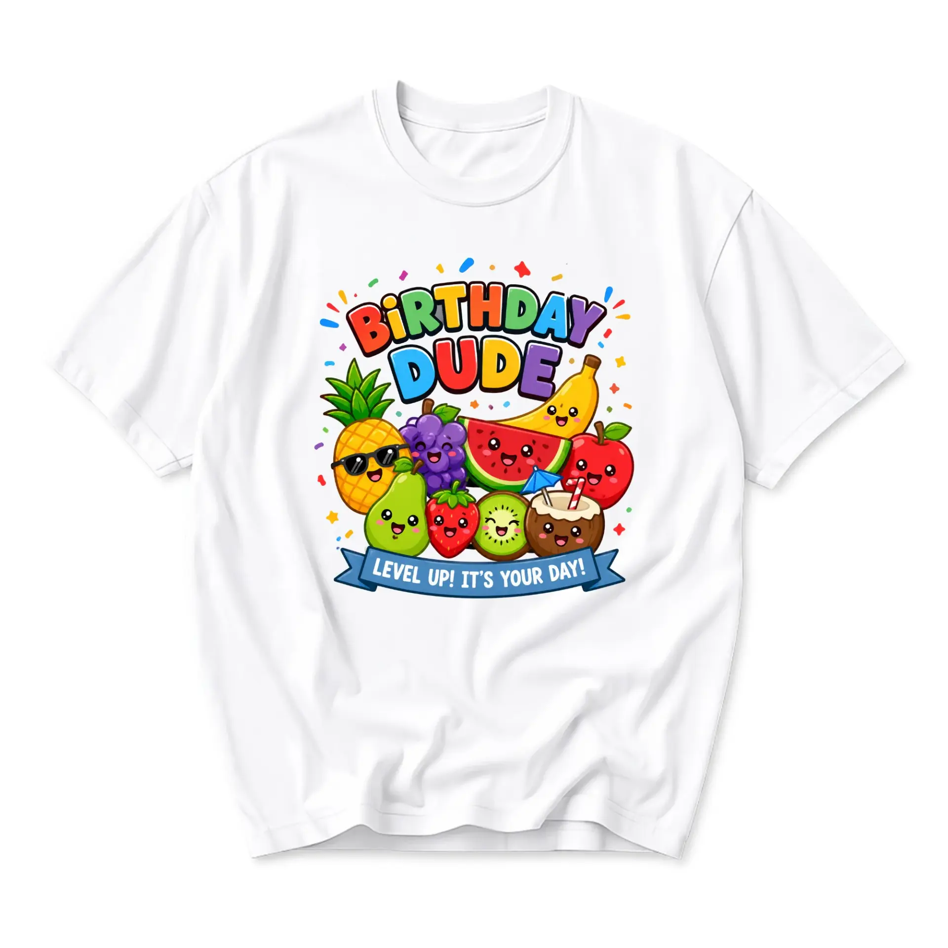 Funny Shirt Birthday Dude Graphic Tee Kawaii Fruit Illustration Celebrating Another Year Unisex Crew Neck Apparel