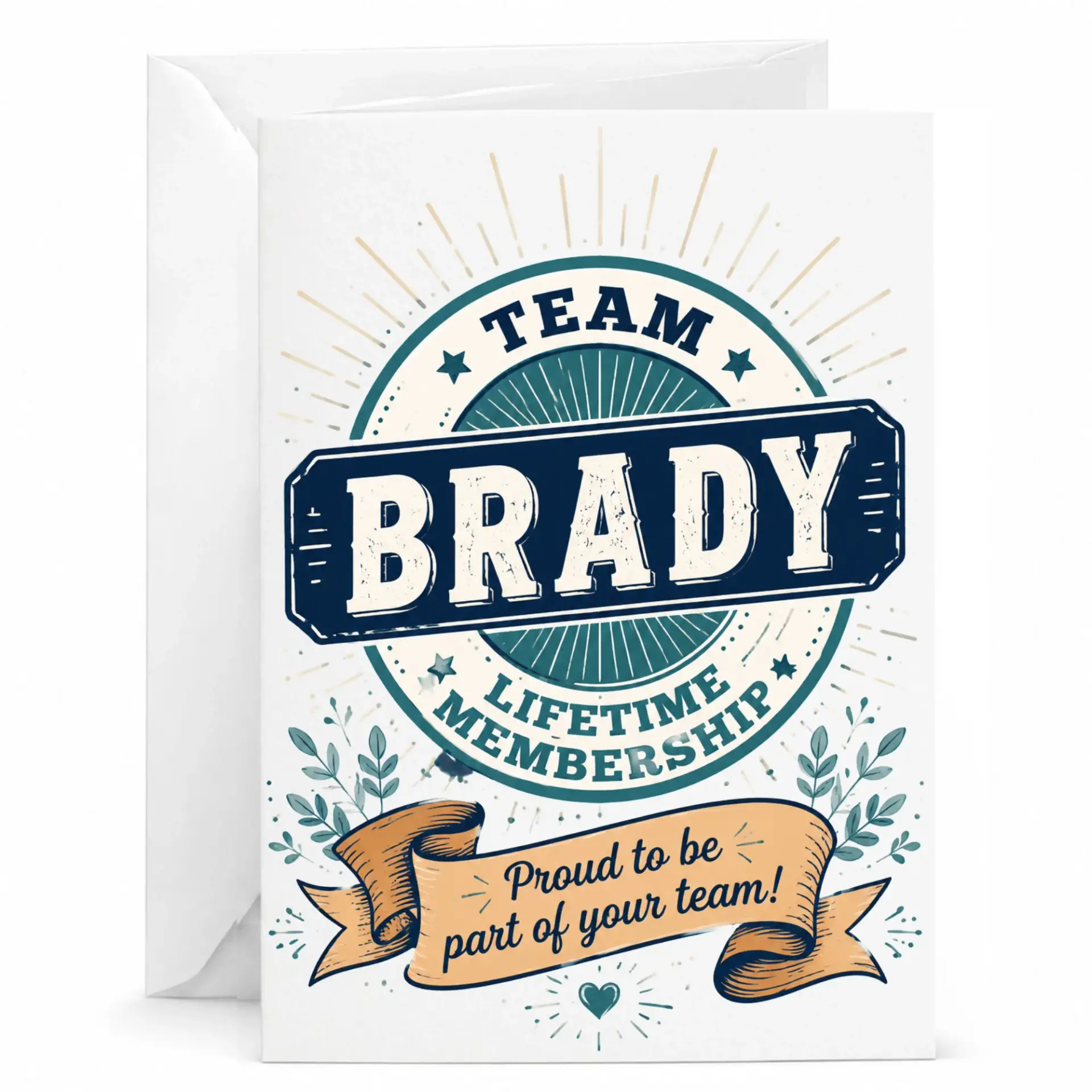 Greeting Card Team Brady Lifetime Membership Proud to Be Part of Your Team Appreciation Stationery for Coworkers