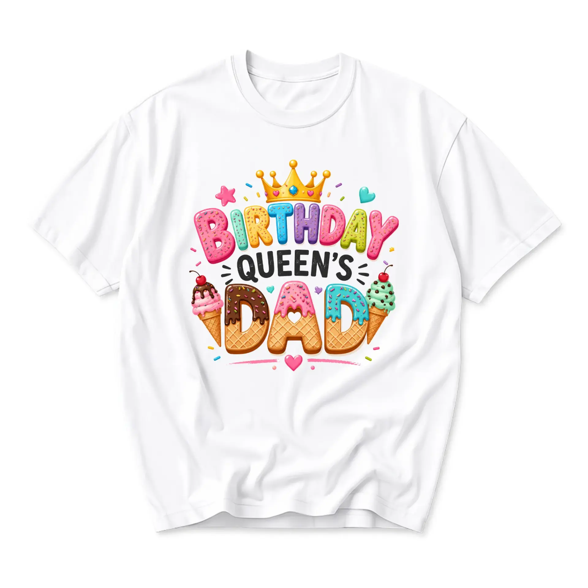 Funny Shirt Birthday Queen's Dad Graphic Tee Casual Cotton Blend Short Sleeve Crew Neck Top for Parties and Events
