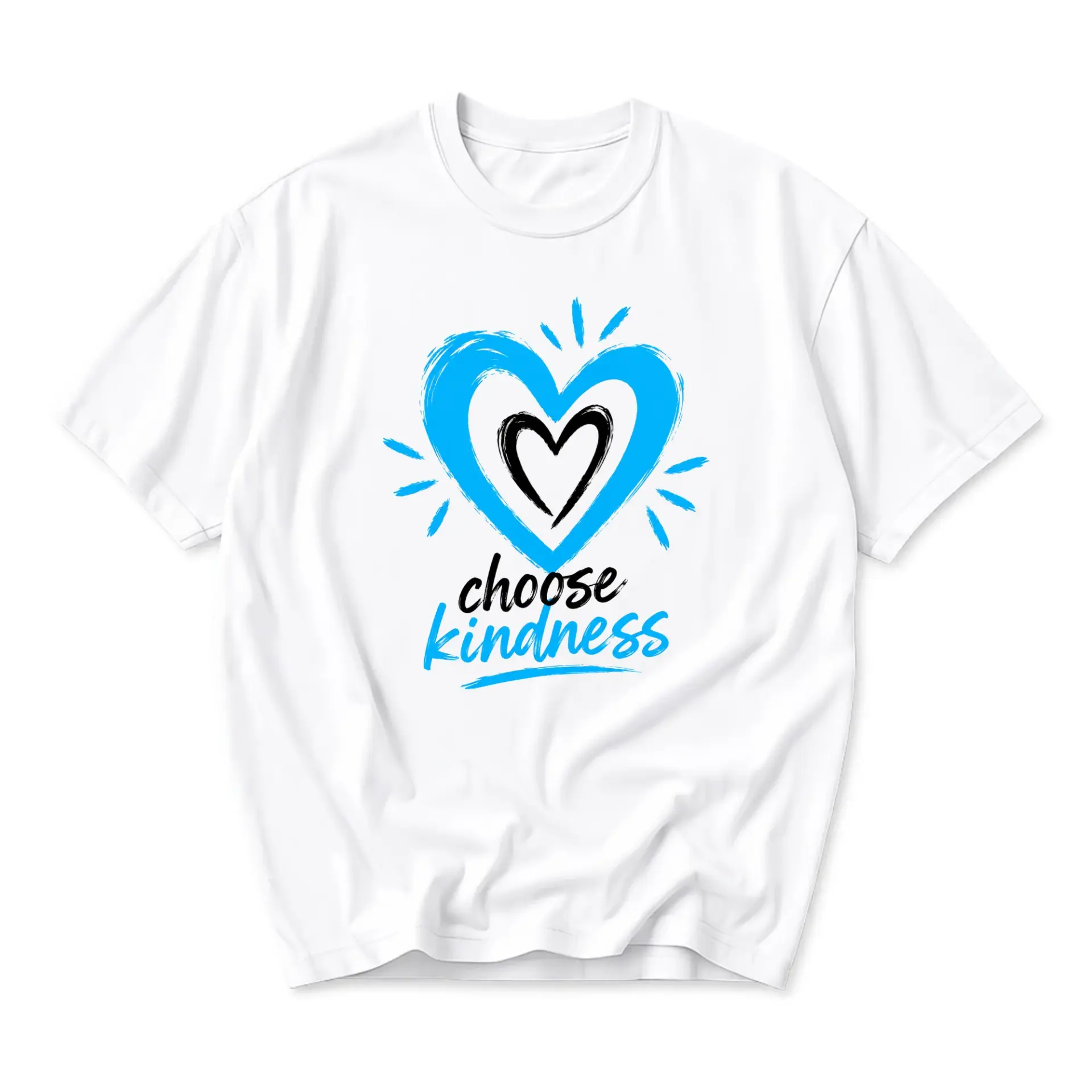 Graphic Tee Choose Kindness Heart Print Unisex Crew Neck Casual Everyday Shirt for Adults and Comfortable Daily Wear