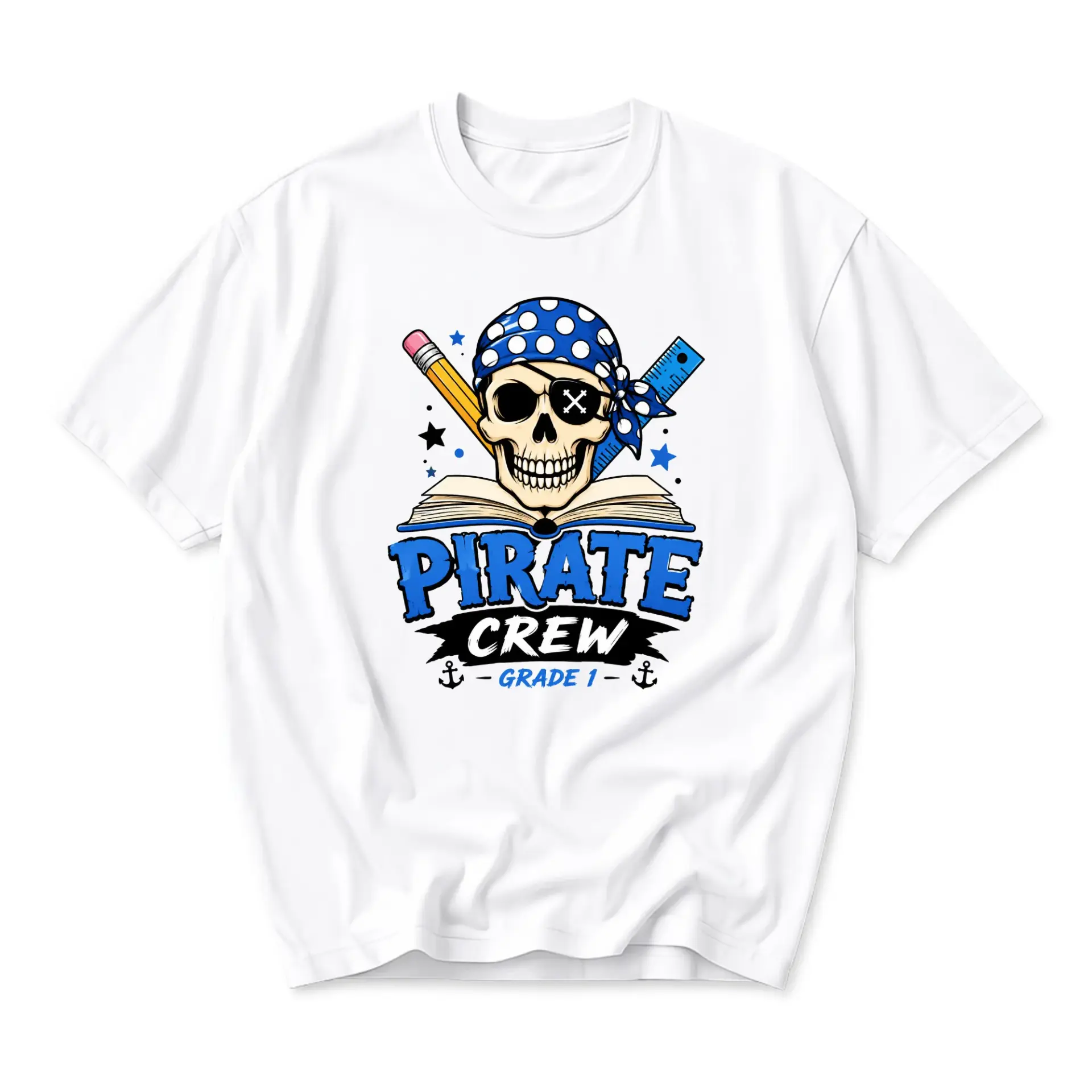 Funny Shirt Pirate Crew Grade 1 Graphic Tee Unisex Short Sleeve Cotton Crew Neck Casual Everyday Wear Apparel