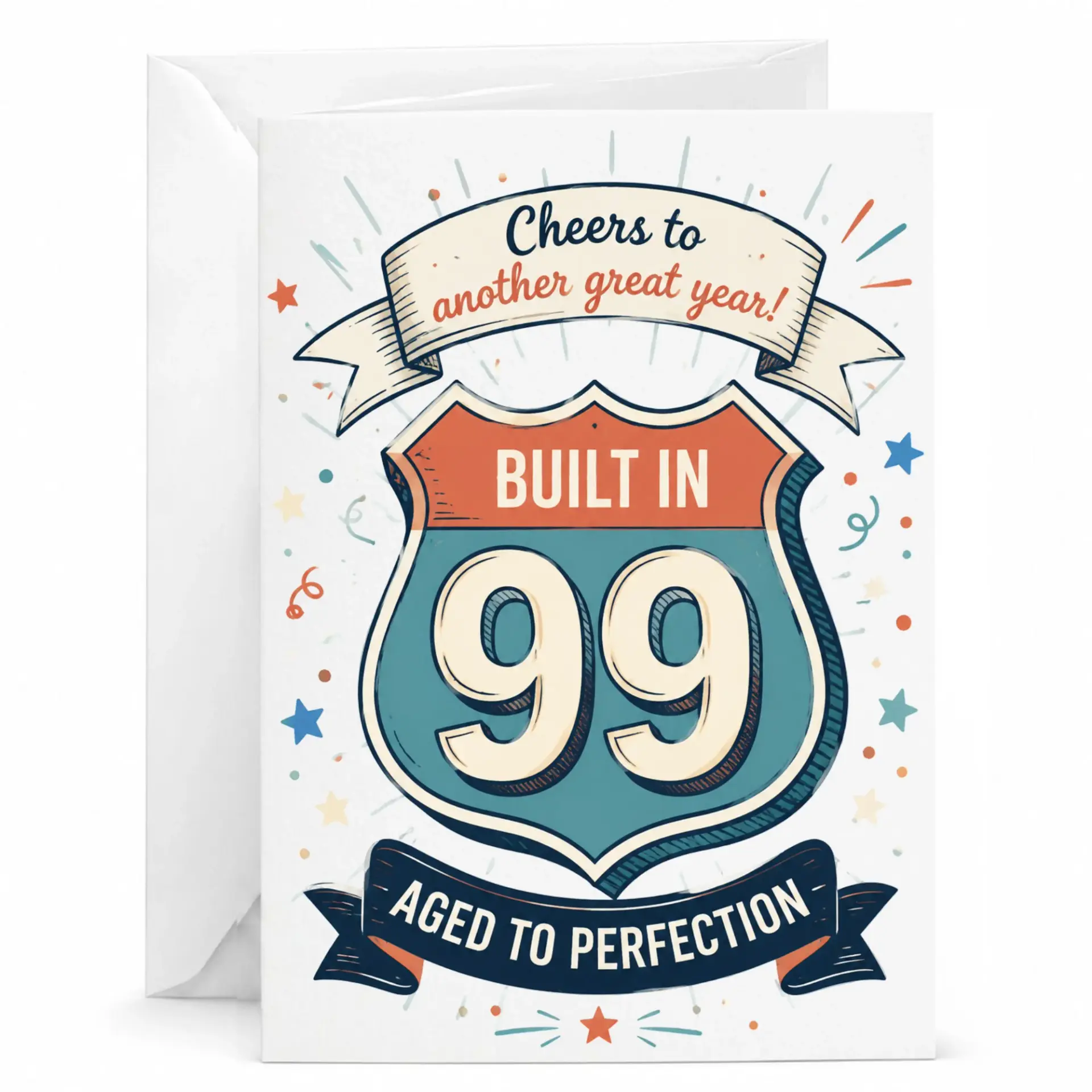 Birthday Card Built in 99 Aged to Perfection Vintage Road Sign Design Fun Greeting Card for Milestone Birthday Year