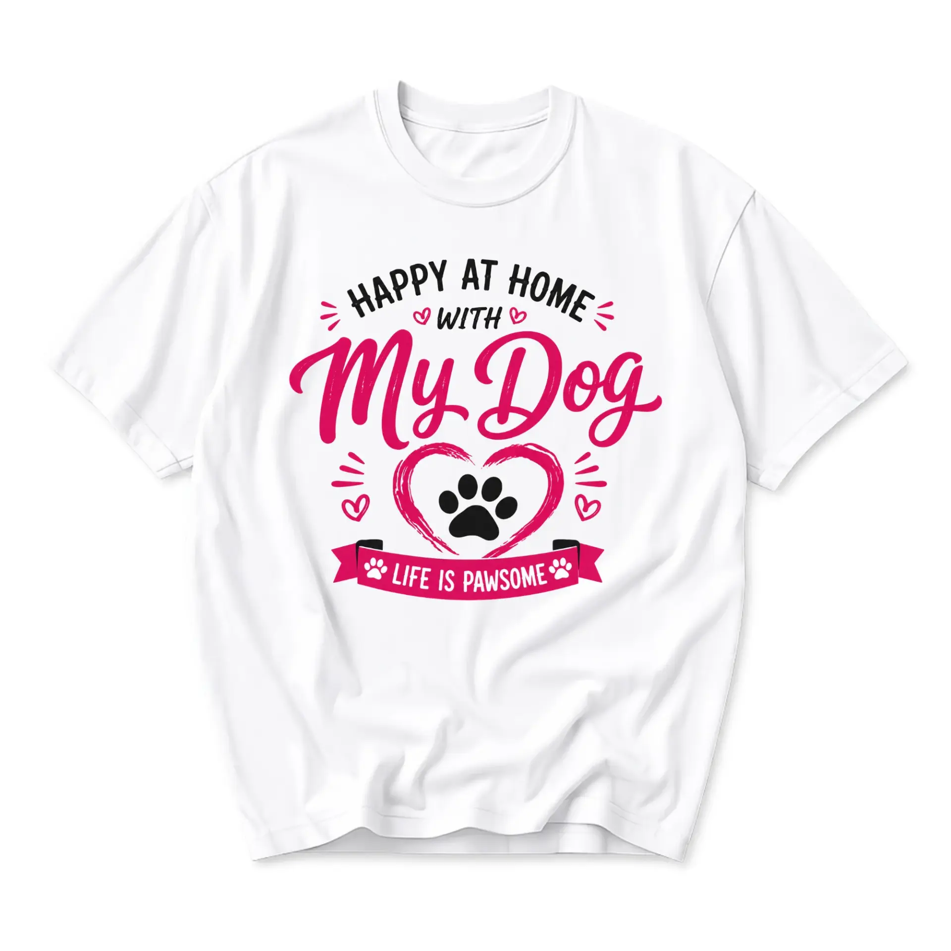 T-shirt Happy at Home with Graphic Tee Lover Unisex Cotton Crew Neck Casual