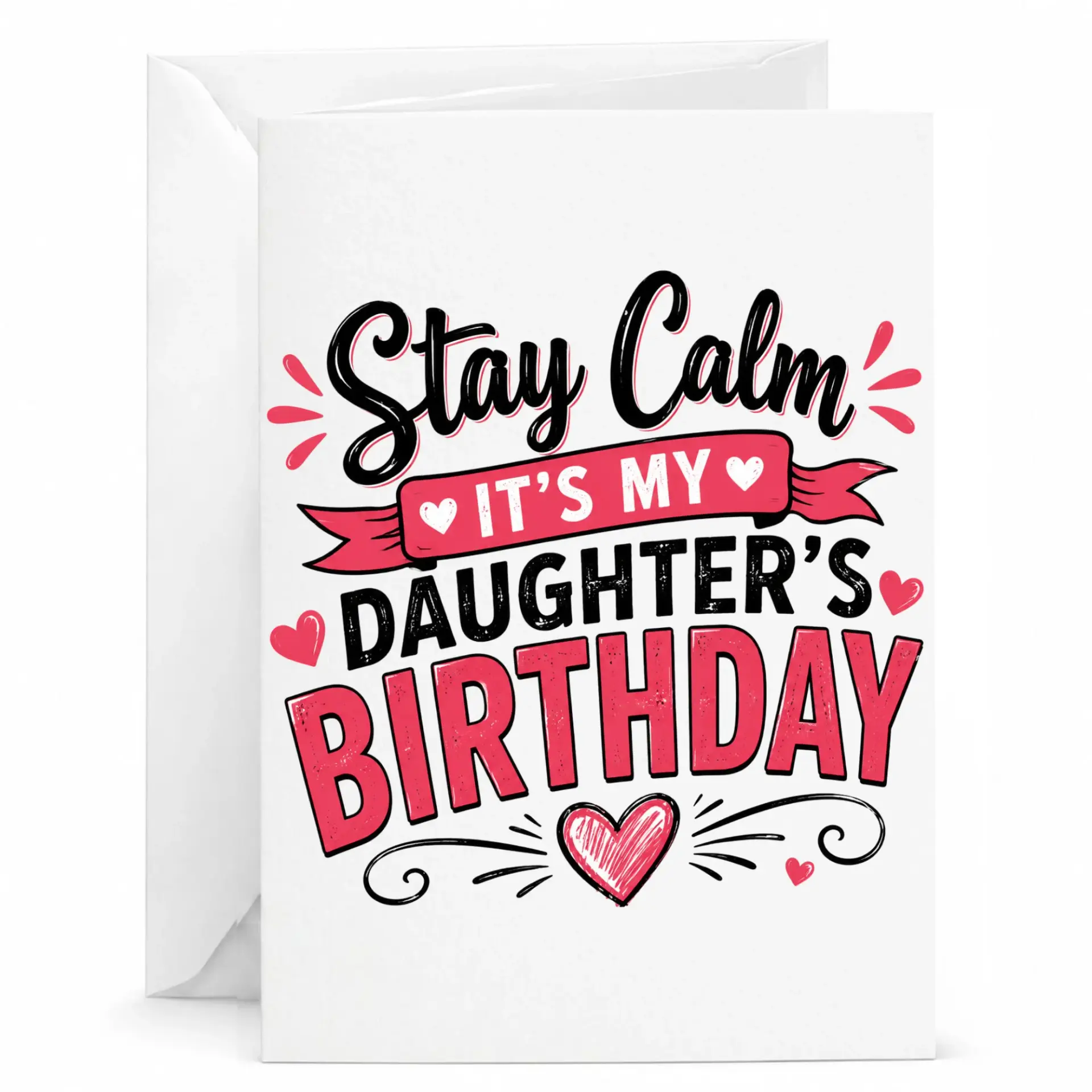 Birthday Card for Daughter Funny Stay Calm Design Decorative Greeting Card with Matching White Envelope Included