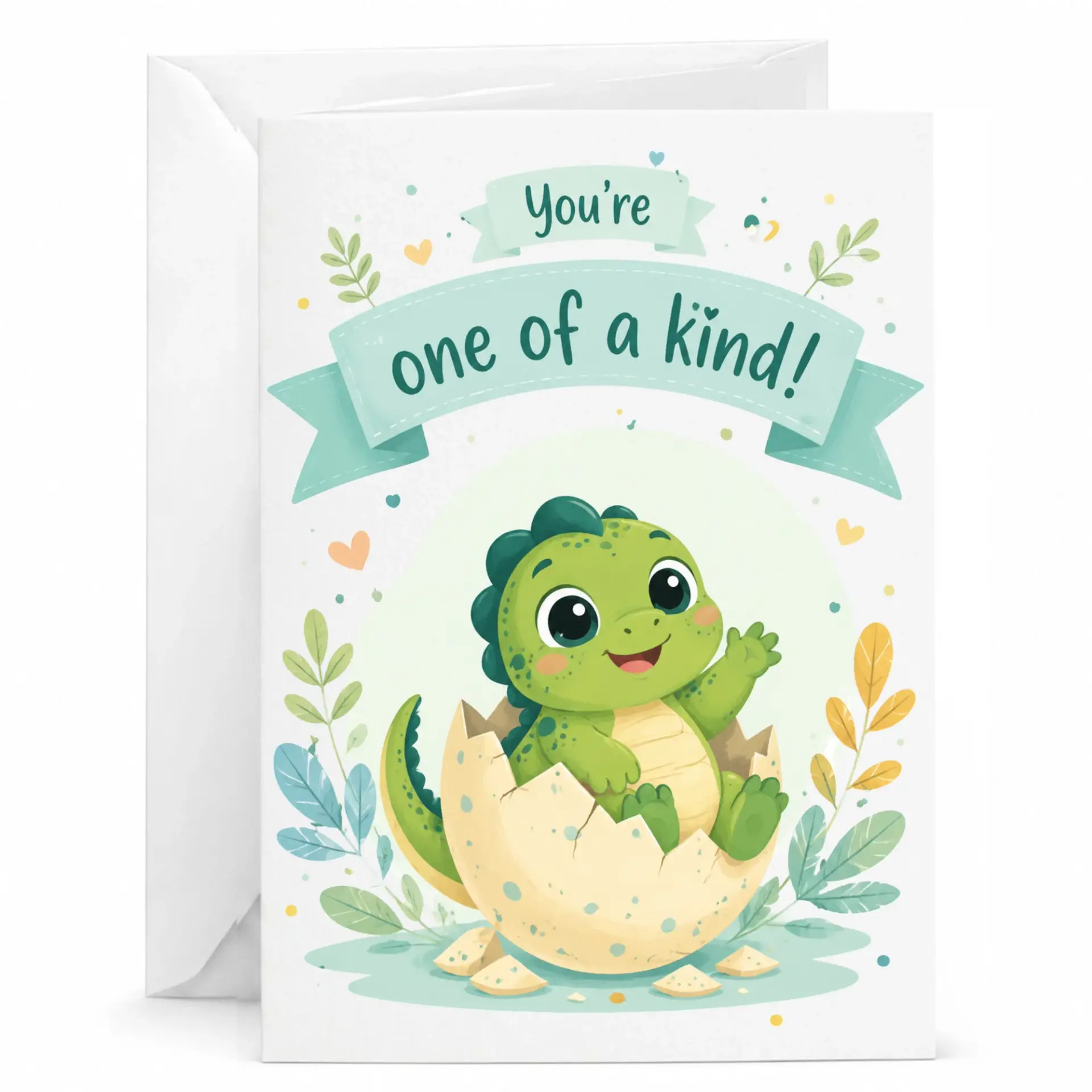 Greeting Card with Cute Dinosaur Design and One of a Kind Message for Special Occasions and Personal Expressions