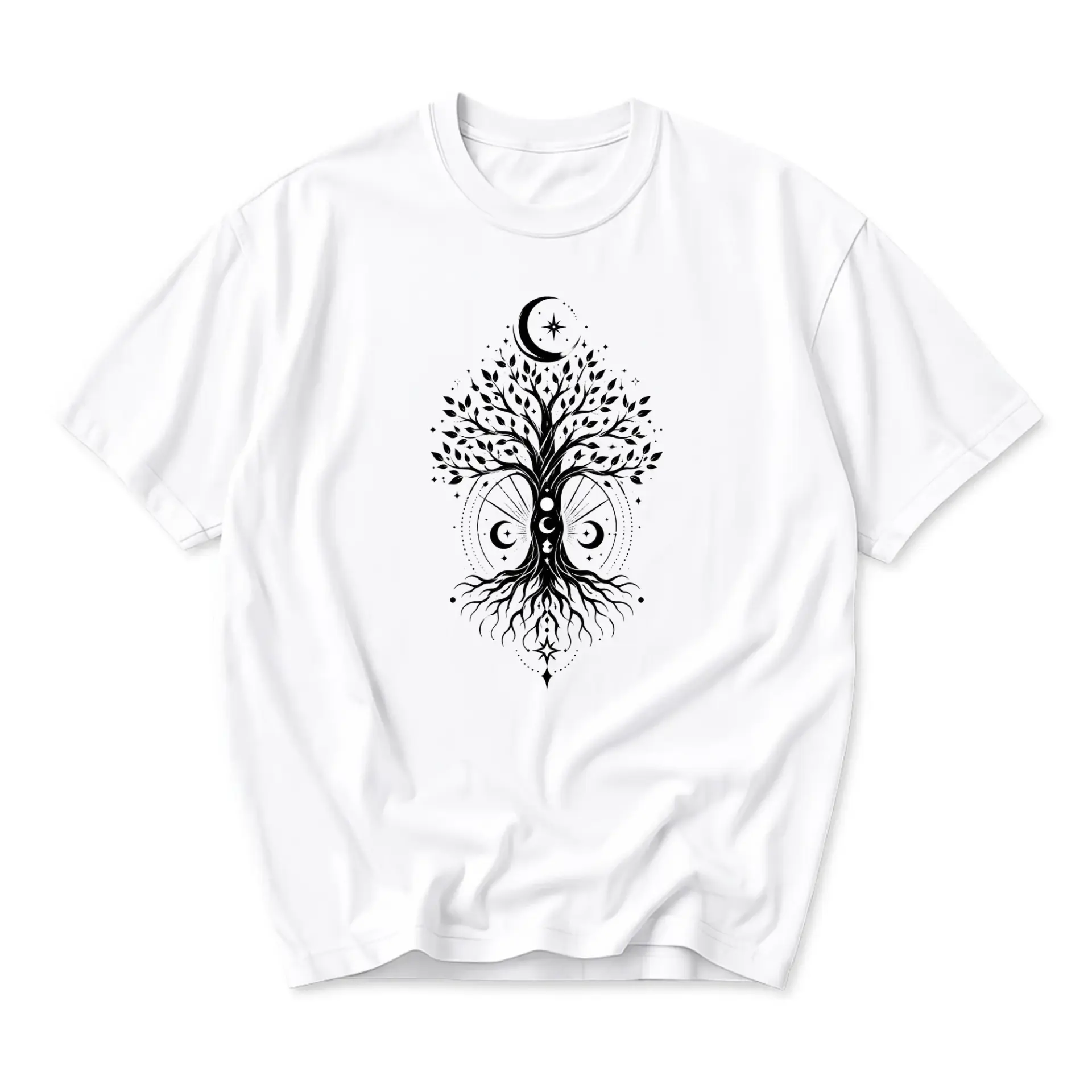 Graphic Tee Celestial Tree of Life Unisex Shirt Mystical Nature Botanical Art Short Sleeve Cotton Crew Neck Top
