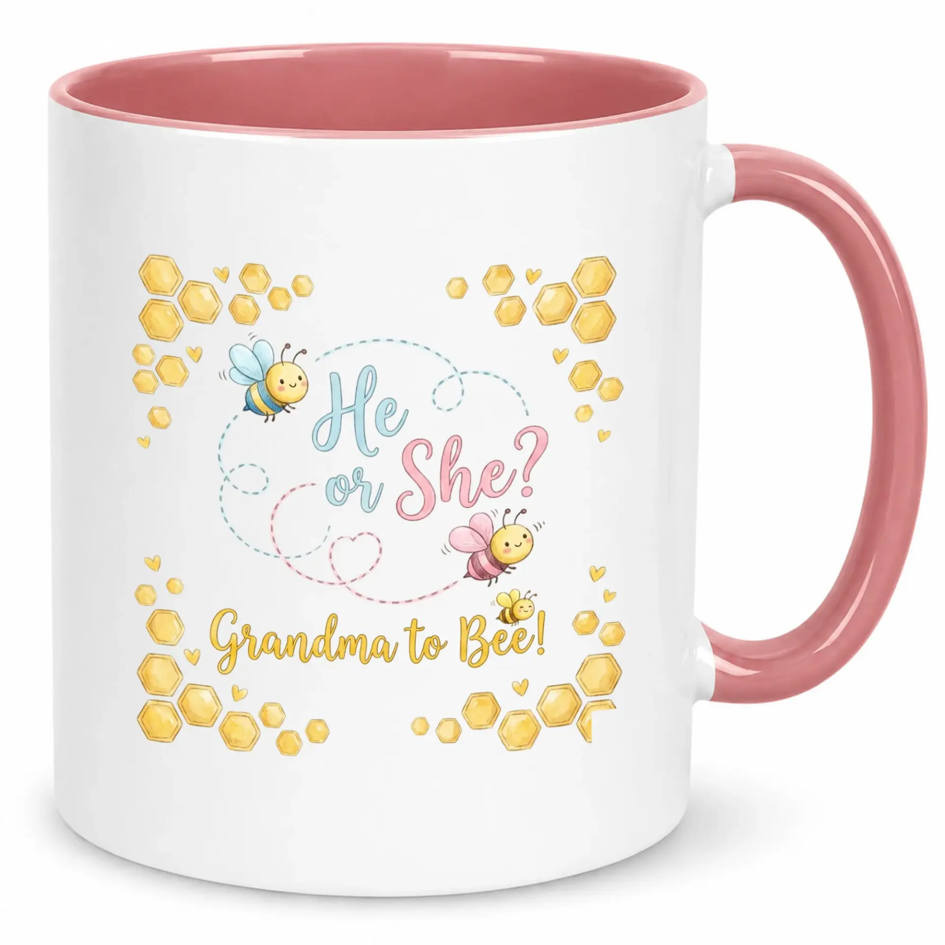 Grandma to Bee Gender Coffee Mug with He or She Question Theme and Design White Ceramic Beverage Cup Gift