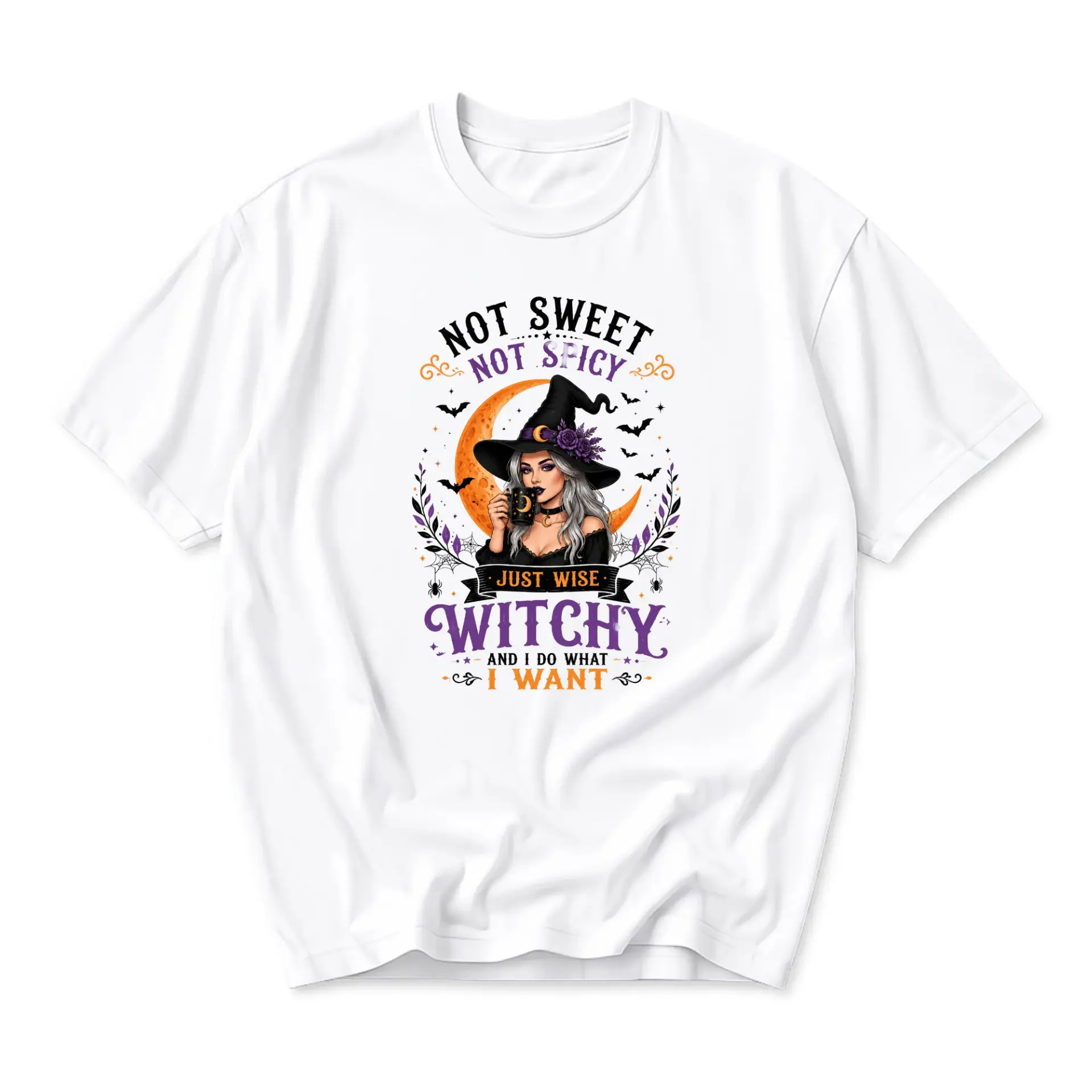 Funny Shirt Witch Graphic Tee Casual Short Sleeve Unisex Crew Neck Top for Halloween and Everyday Seasonal Style
