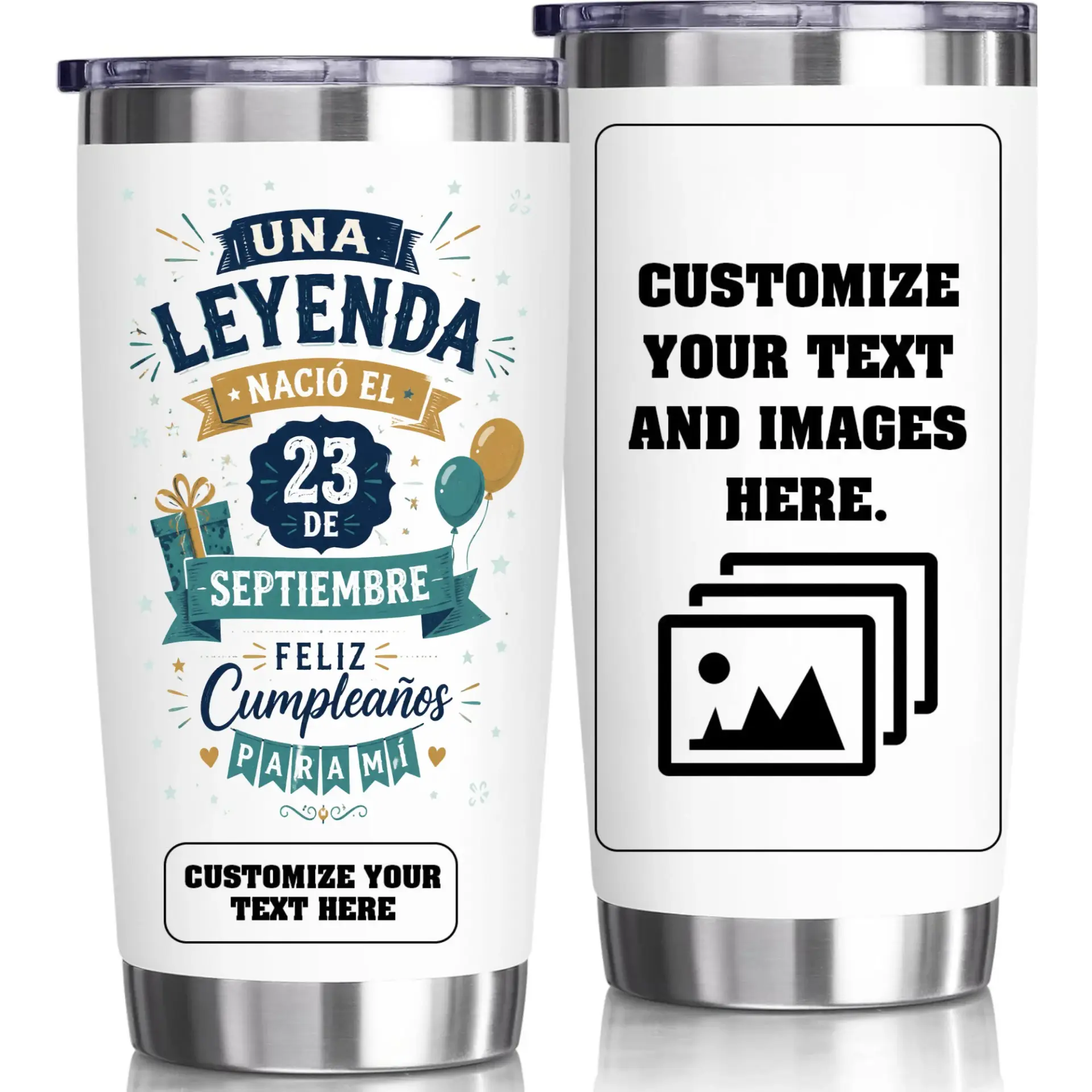 Stainless Steel Tumbler 20oz Birthday Gift Custom Travel Mug Double Wall Vacuum Insulated Cup for Coffee and Tea