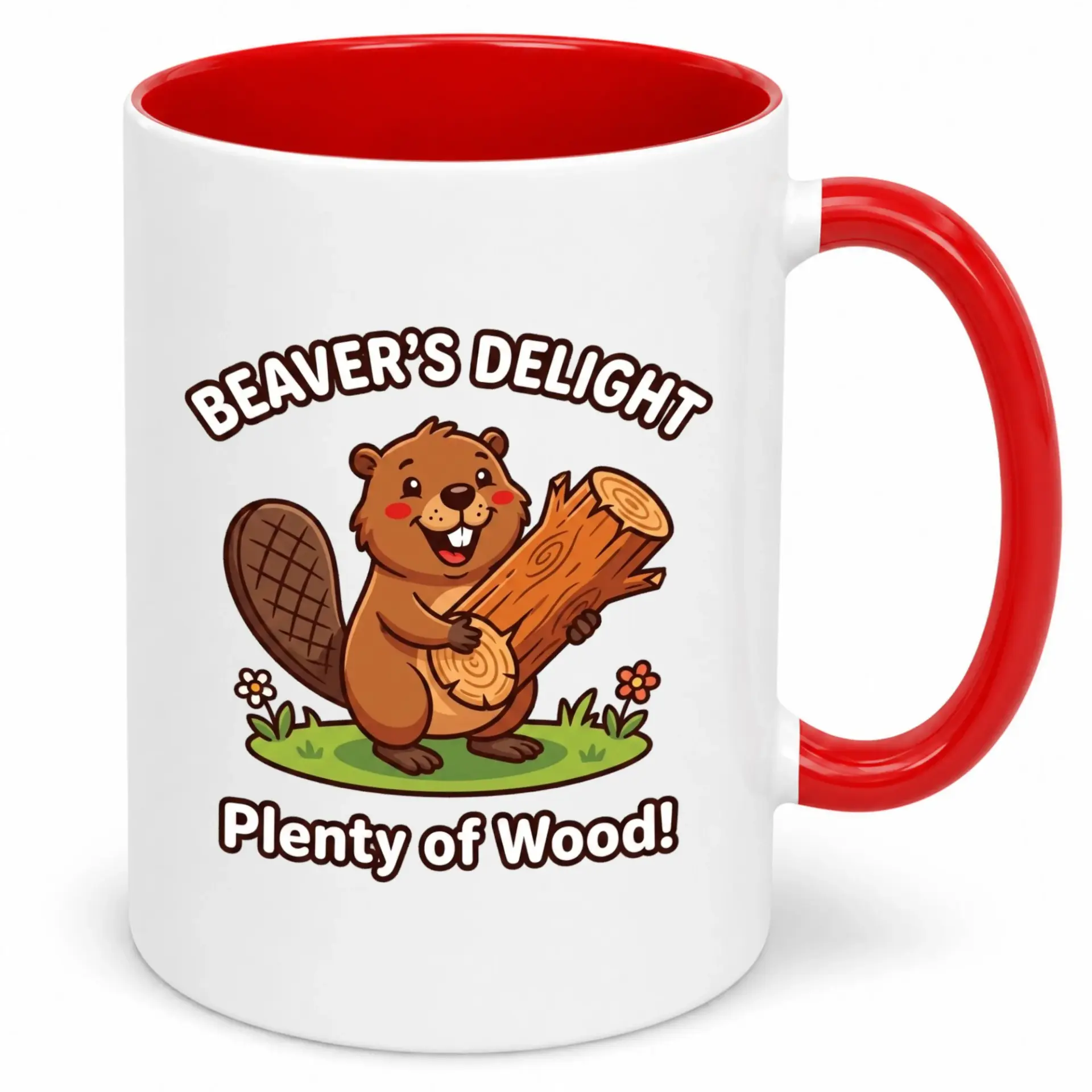 Funny Beaver Coffee Mug with Pun Text for Adults - Humorous Wood-Themed Ceramic Drinkware for Home and Office