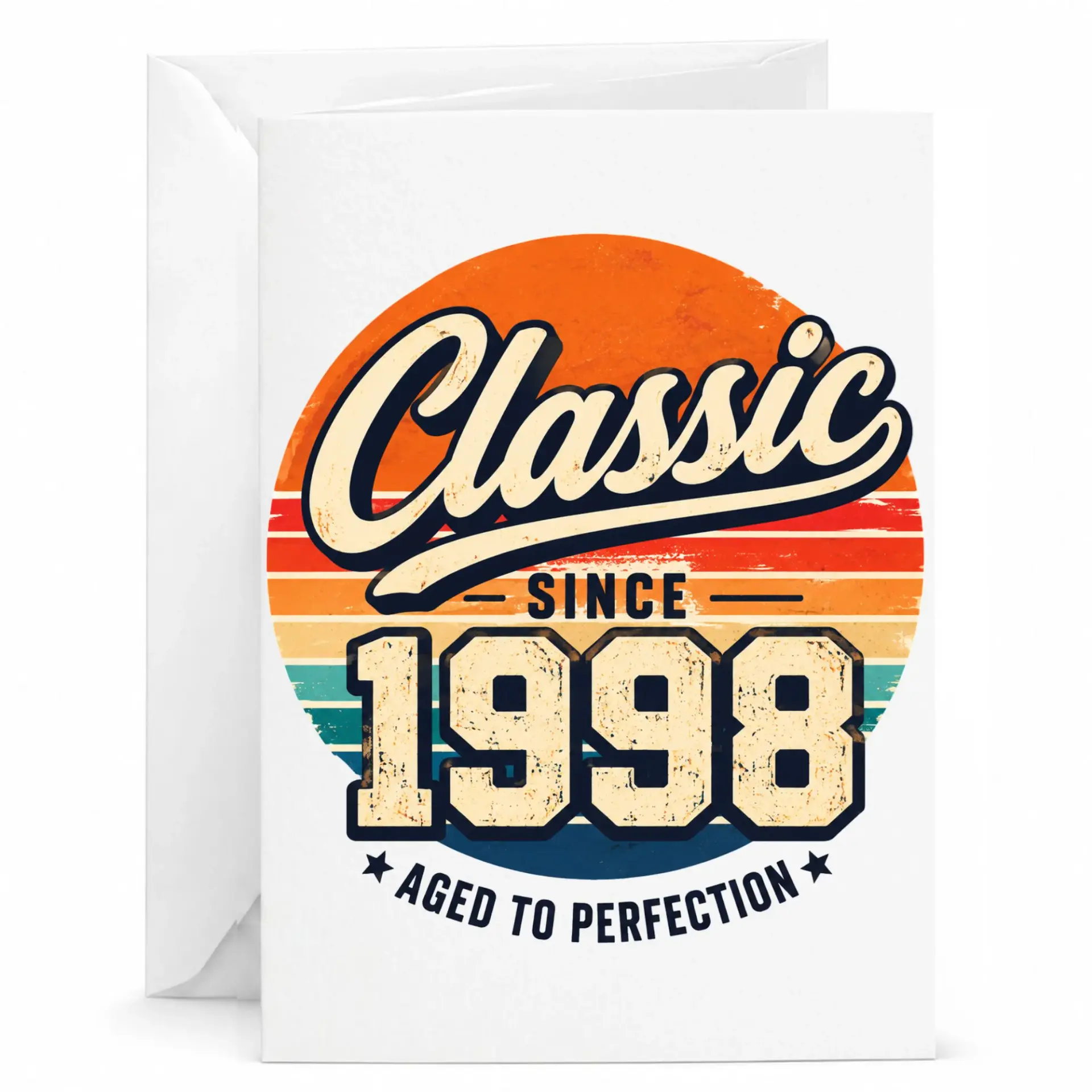 Birthday Card Classic Since 1998 Vintage Style Greeting Card for Birthday Celebration and Milestone Anniversary