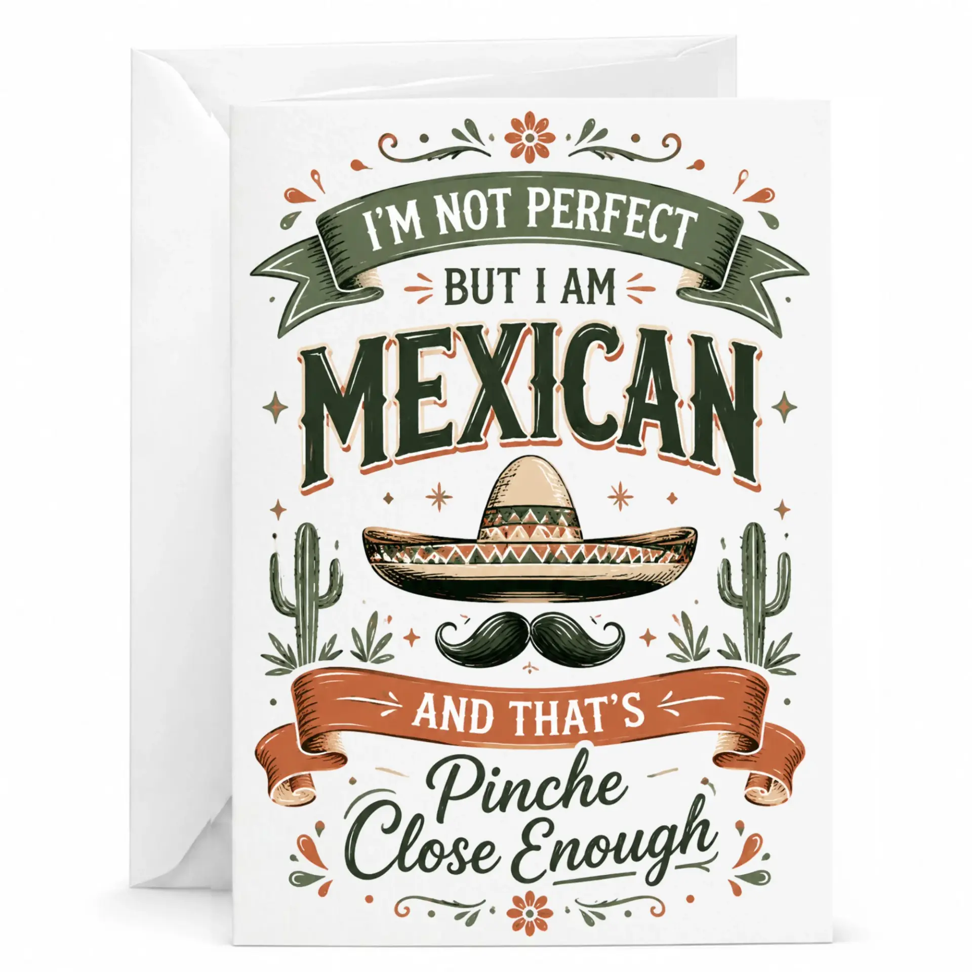 Funny Mexican Heritage Greeting Card, Proud Cultural Pride Note Card with Envelope, Heritage Celebration Stationery