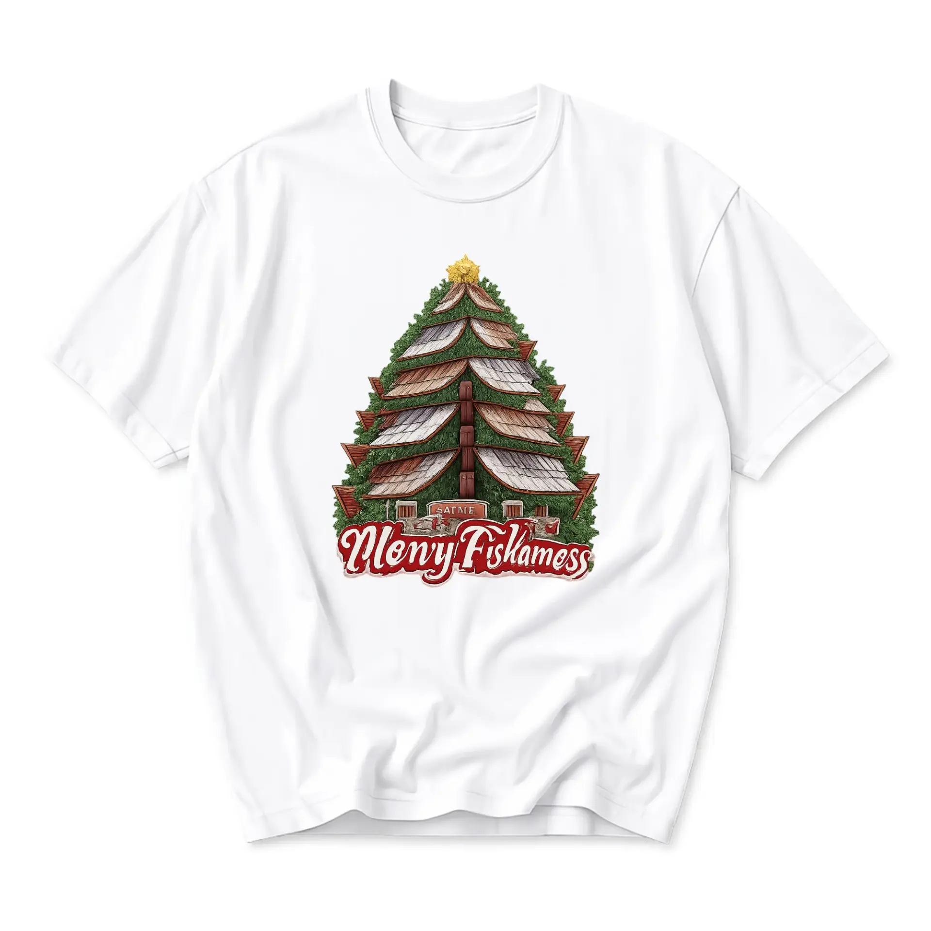 Funny Shirt Holiday Graphic Tee Featuring Architectural Tree Design Casual