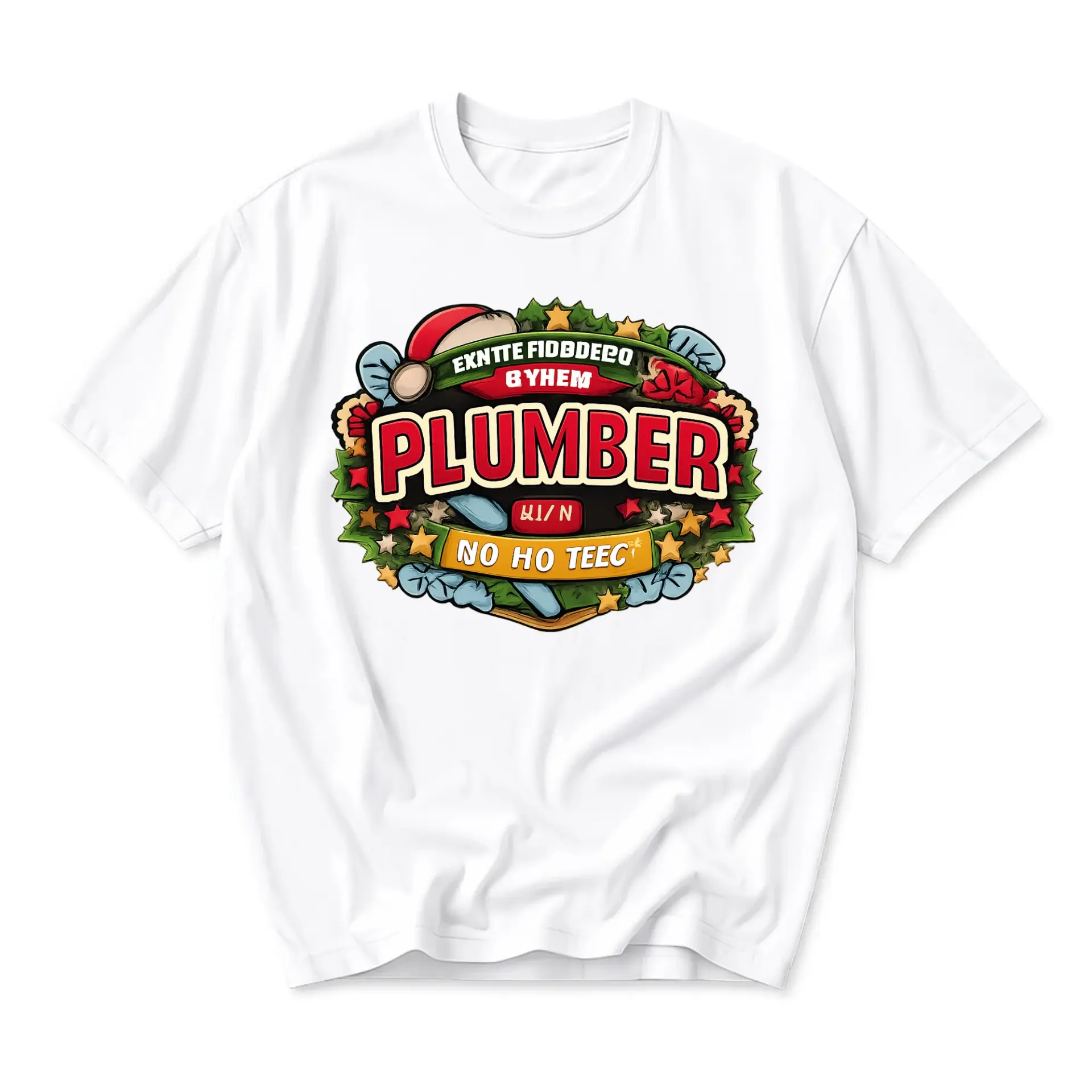 Funny Shirt Plumber Christmas Graphic Tee Unisex Holiday Crew Neck Short