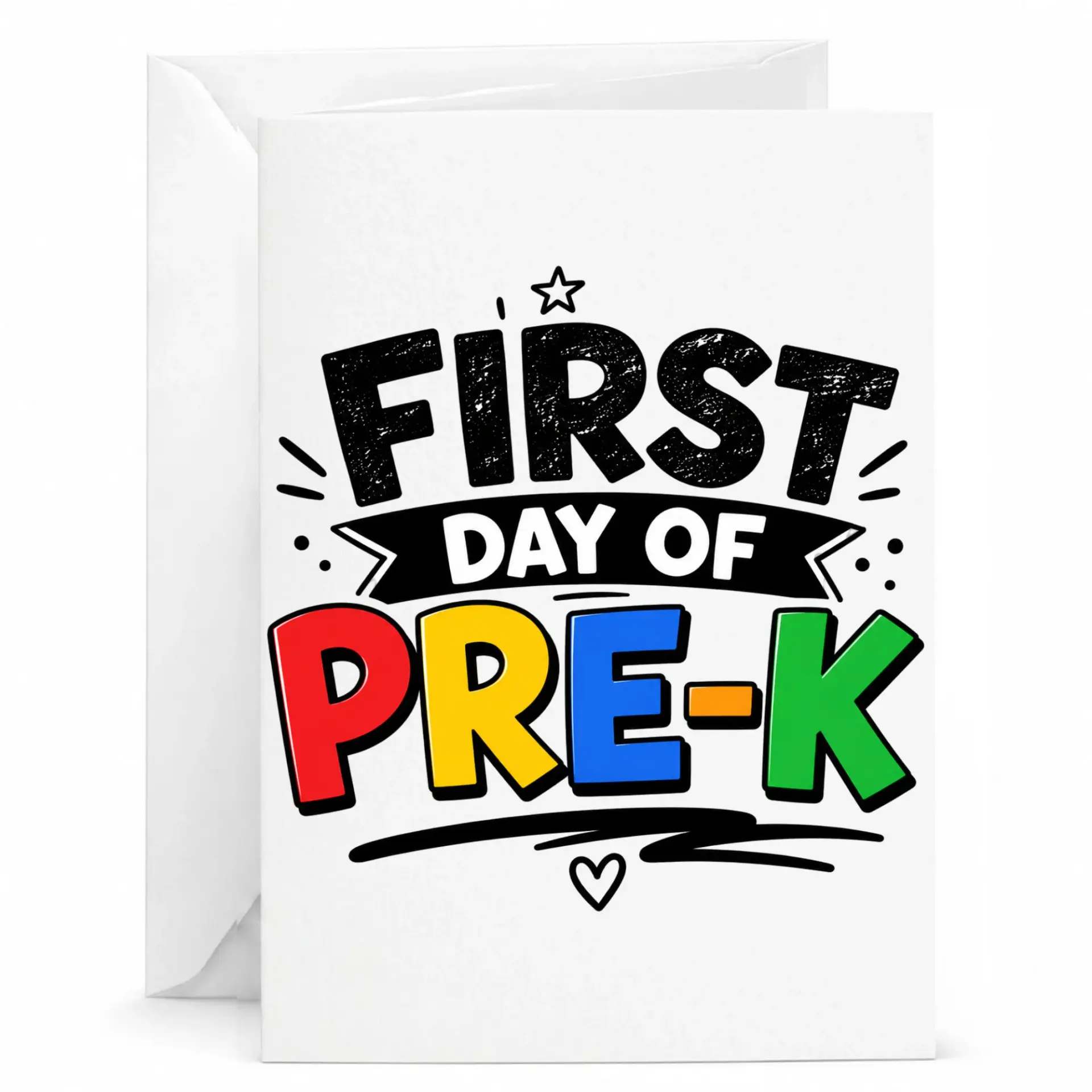 Greeting Card First Day of Pre-K Milestone Stationery for Premium Folded with Envelope