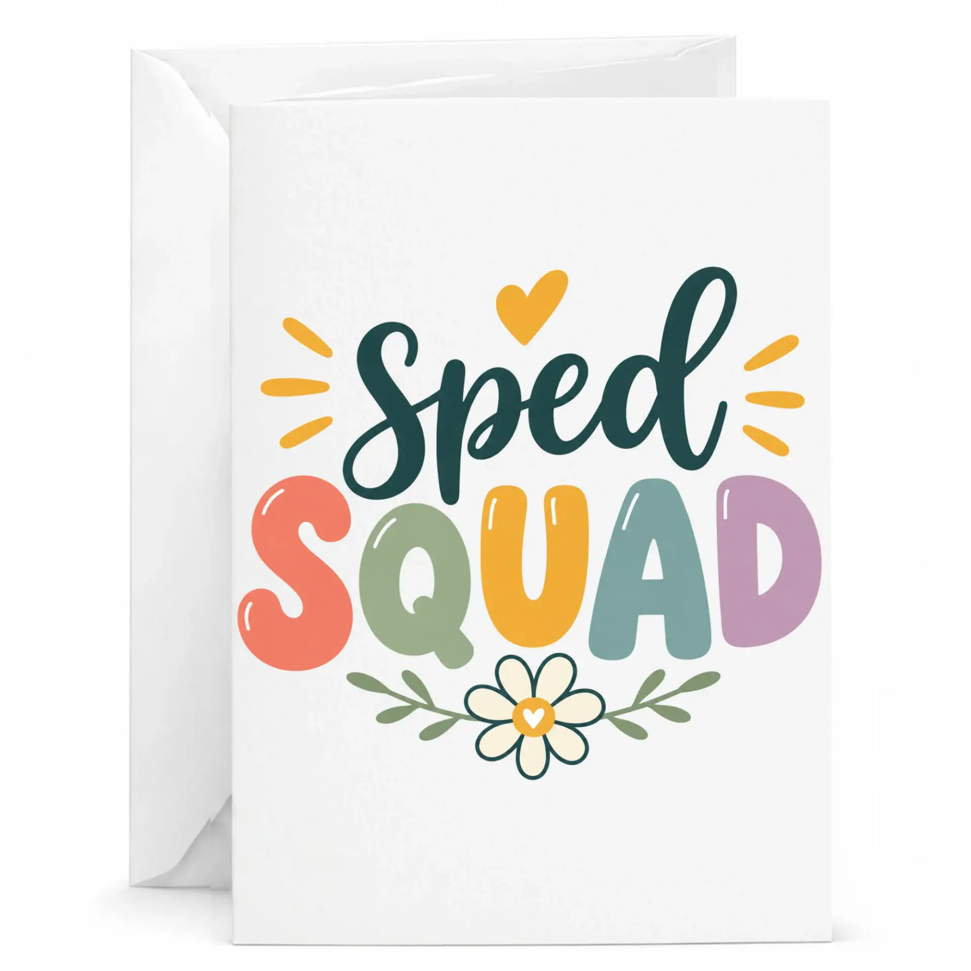 Greeting Card Sped Squad Retro Colorful Typography Design Printed Stationery Note for Teachers and Staff