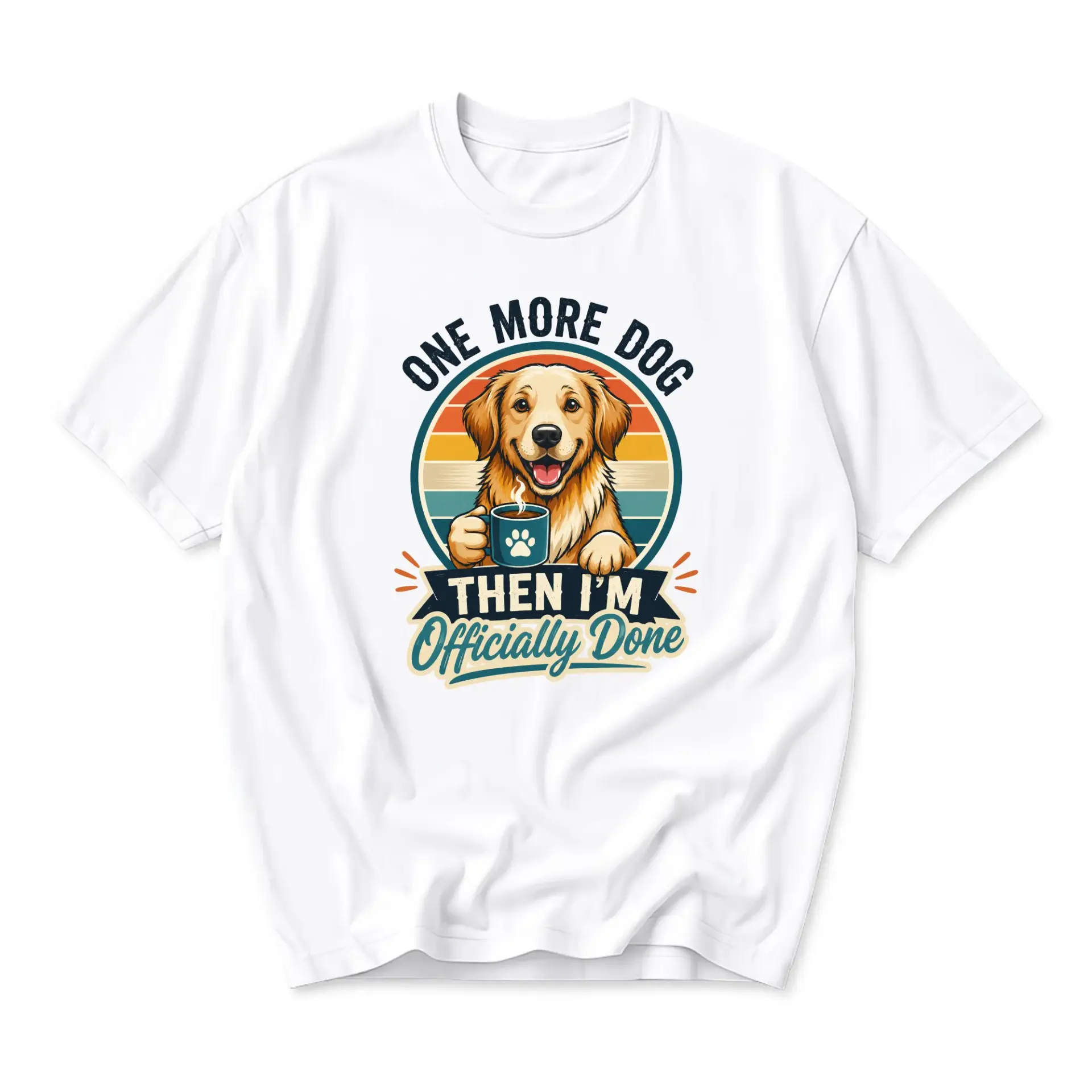 Funny Shirt Dog I Am Officially Done Graphic Tee Retro Golden Retriever