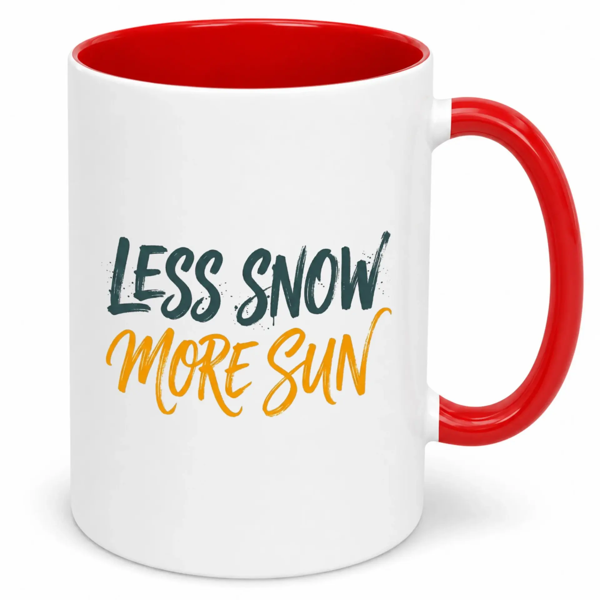 Funny Weather Sentiment Ceramic Coffee Mug Less Snow More Sun Drinkware with Comfortable Handle for Home Office Kitchen