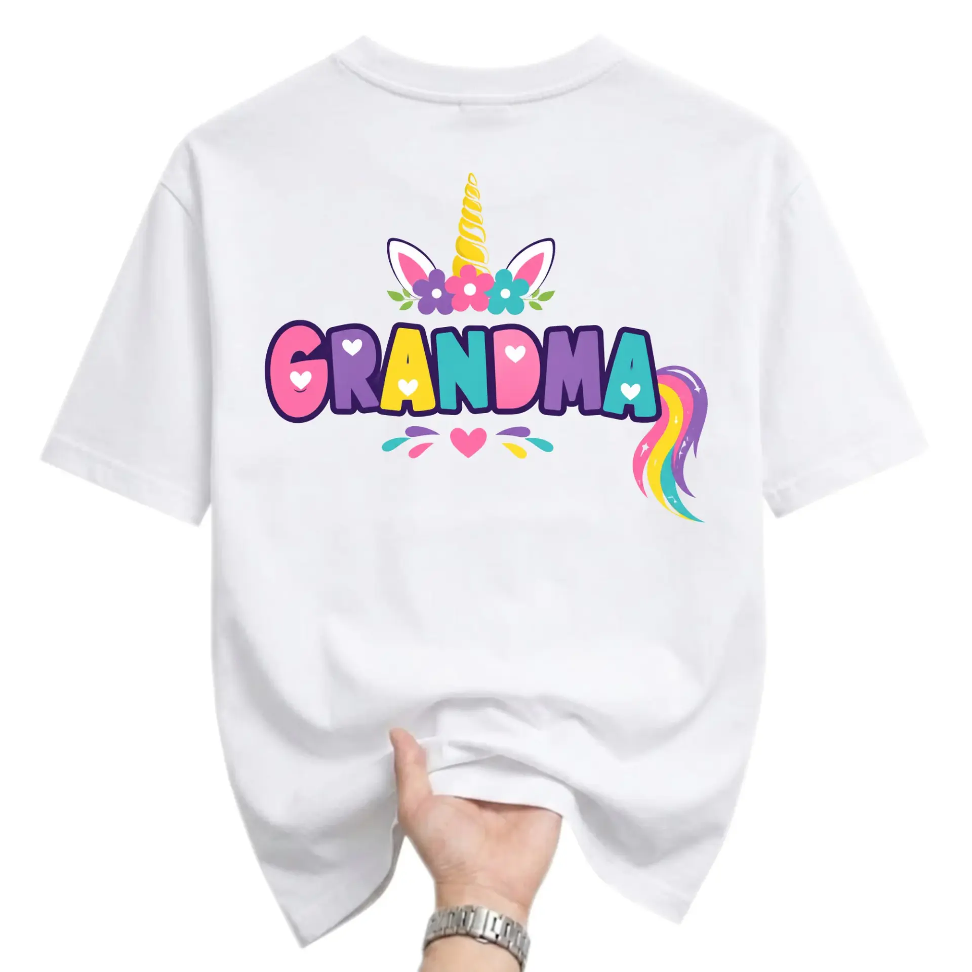 Graphic Tee Grandma Unicorn Design Unisex Crew Neck Short Sleeve Shirt for