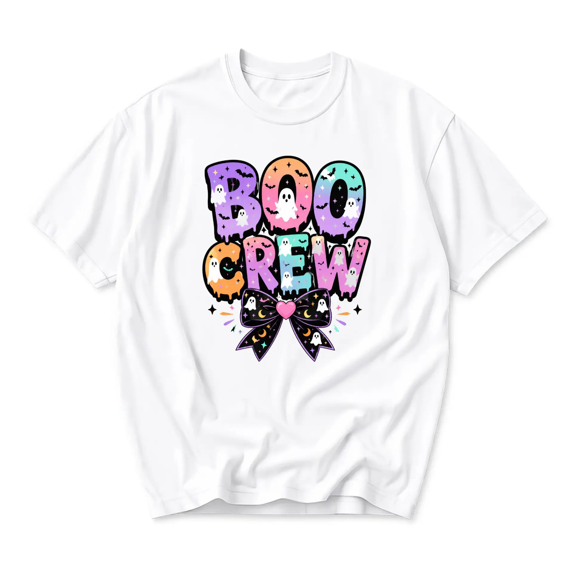 Graphic Tee Boo Crew Shirt Pastel Halloween Ghost Aesthetic Unisex Crew Neck Casual Everyday Top Seasonal Apparel