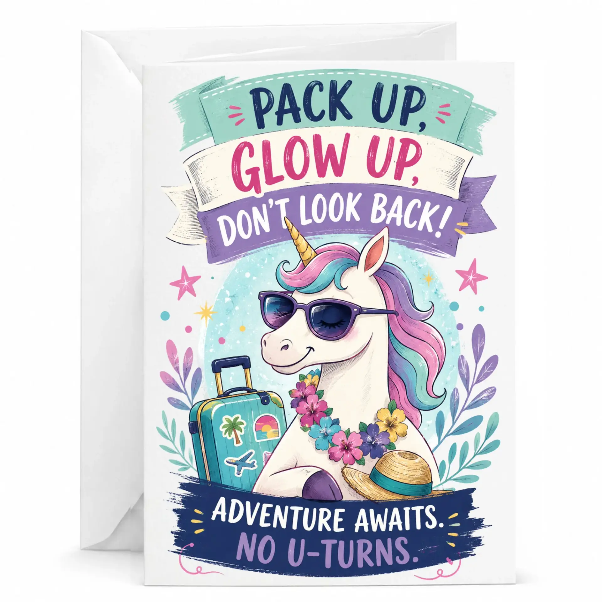 Funny Greeting Card Featuring a Vacation with Sunglasses and Suitcase for Encouragement Travel Wishes