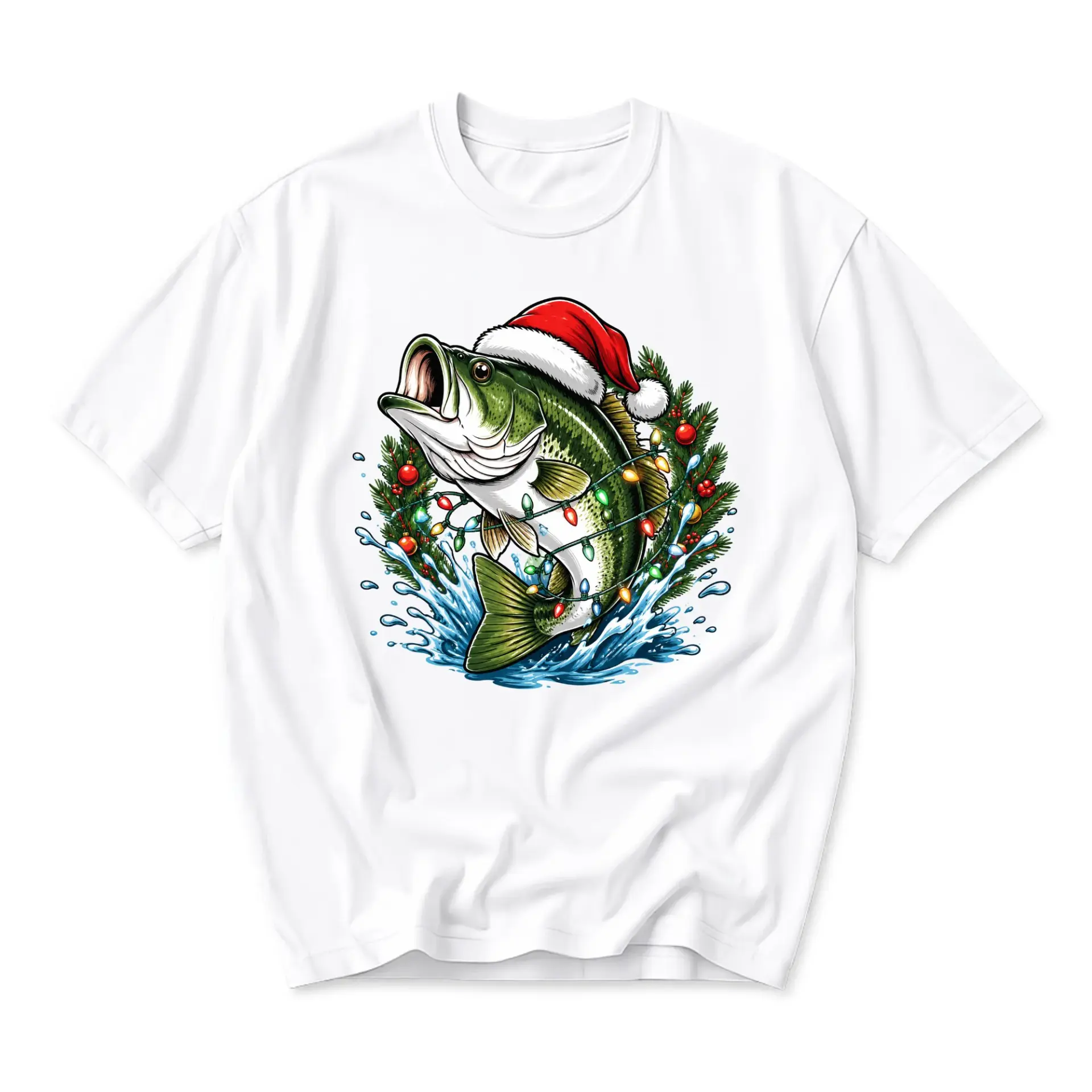 Graphic Tee Unisex Crew Neck T-Shirt Featuring a Festive Jumping Fish