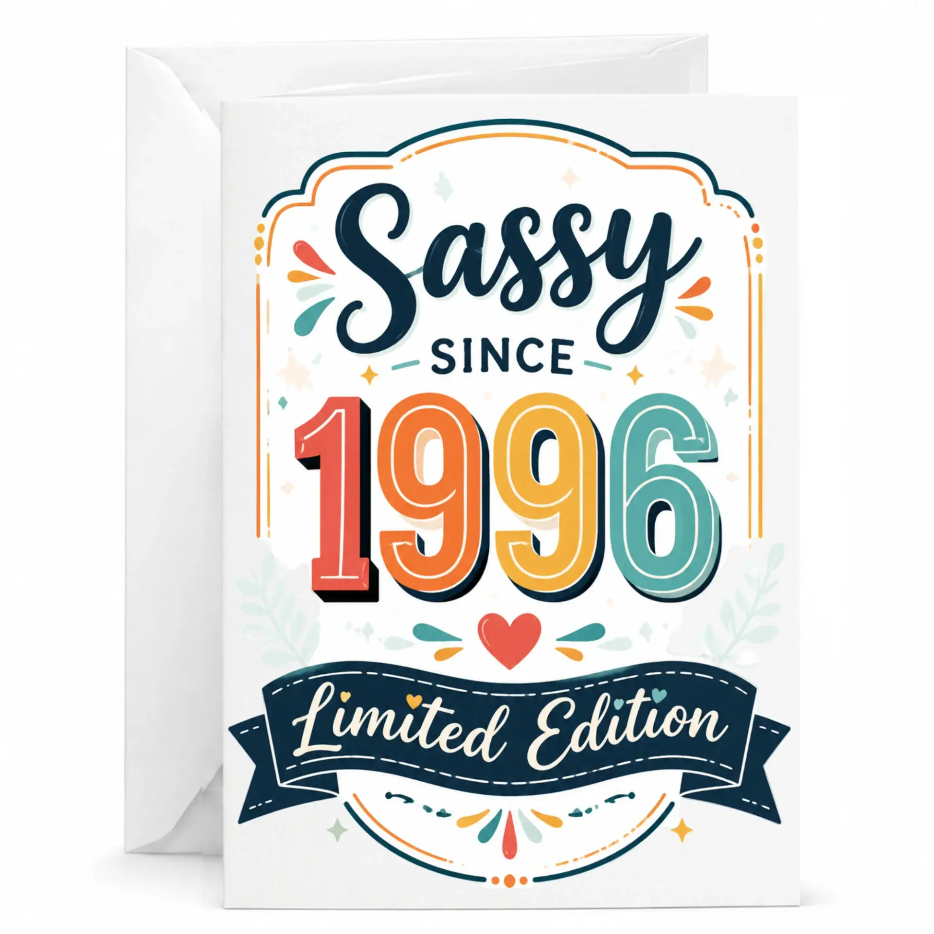 Funny Birthday Card Sassy Since 1996 Limited Edition Retro Style Greeting Card for Milestone Year Birthday Celebration