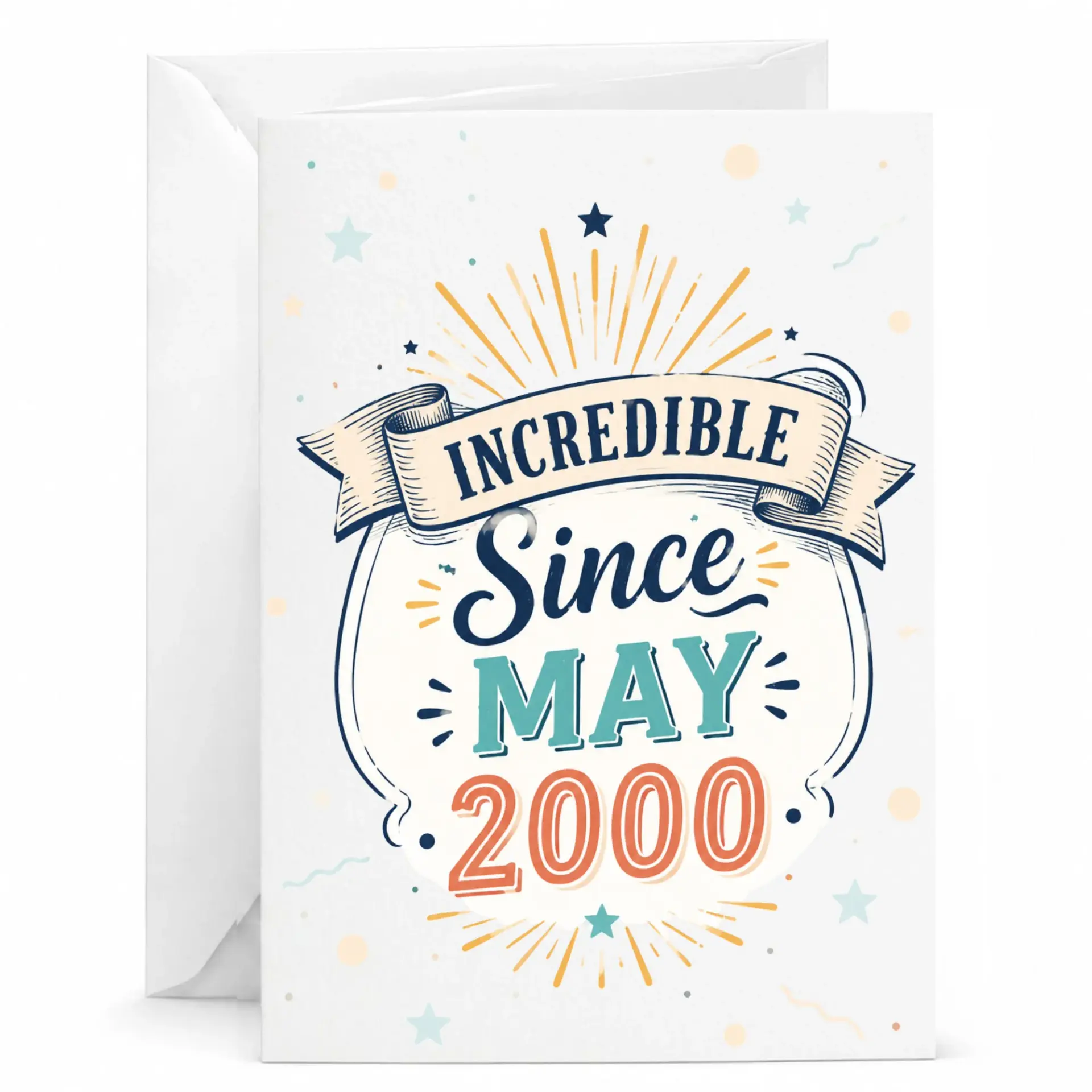Greeting Card Incredible Since May 2000 Vintage Style Milestone Birthday Celebration Anniversary Message Stationery