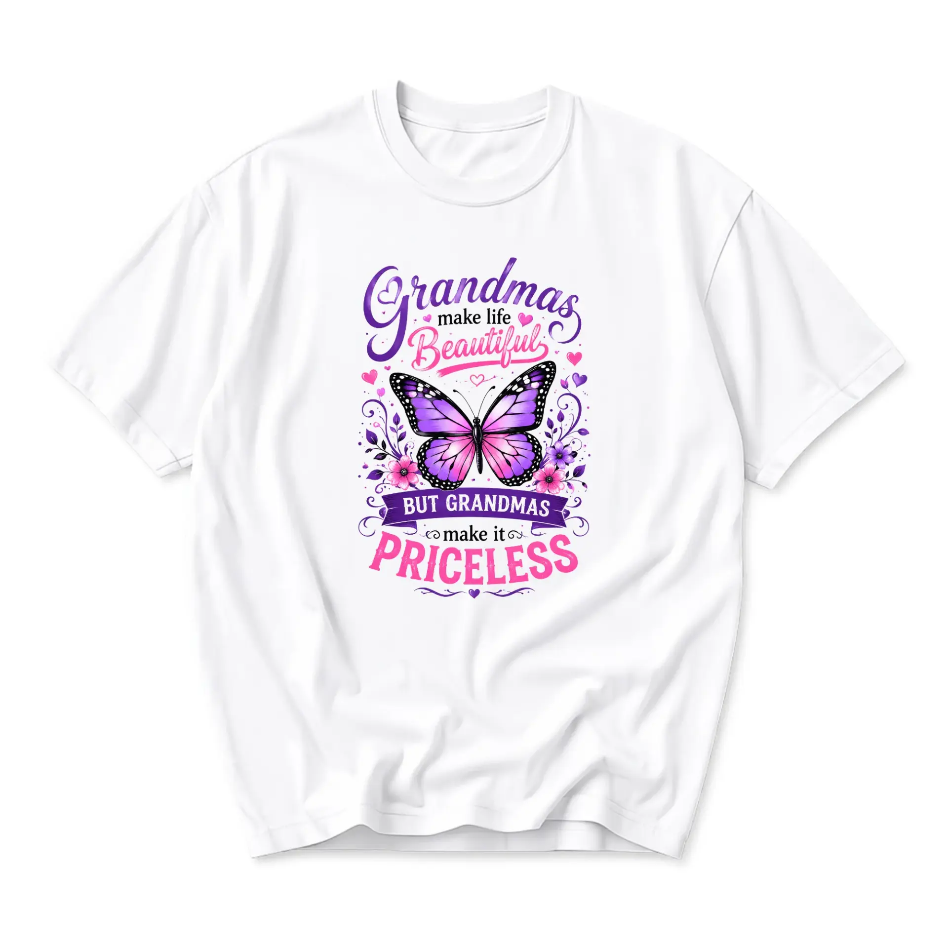 Graphic Tee Grandmas Make Life Beautiful Butterfly Print Unisex Cotton Crew