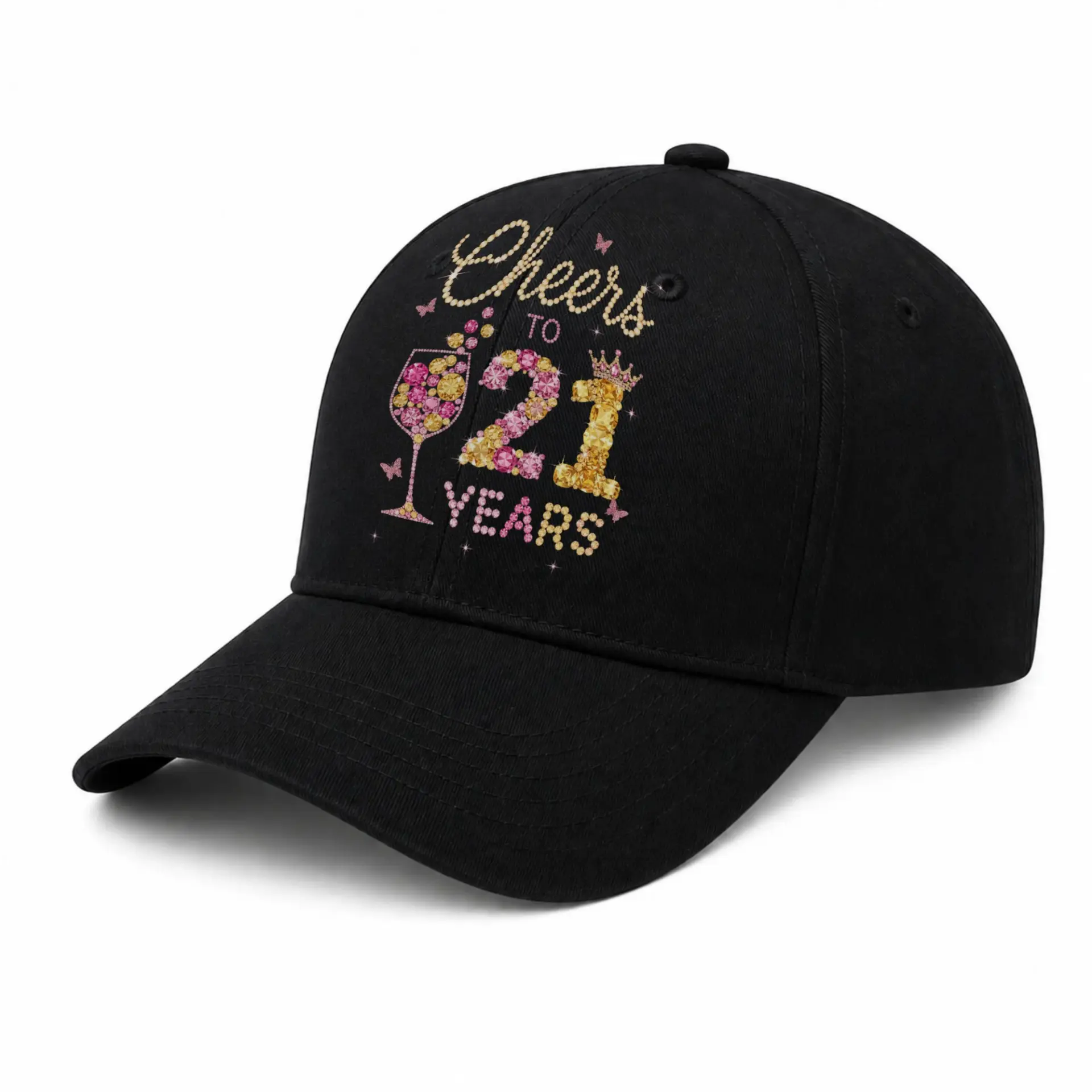 Baseball Cap Cheers to 21 Years Birthday Celebration Embroidered Hat