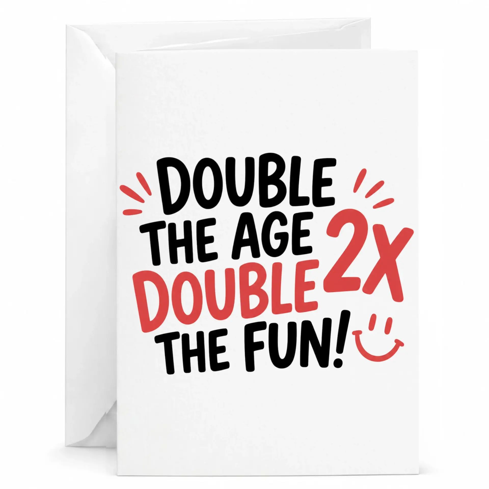 Funny Birthday Card Double the Age Double the Fun Greeting Card for Milestone Celebrations with Envelope