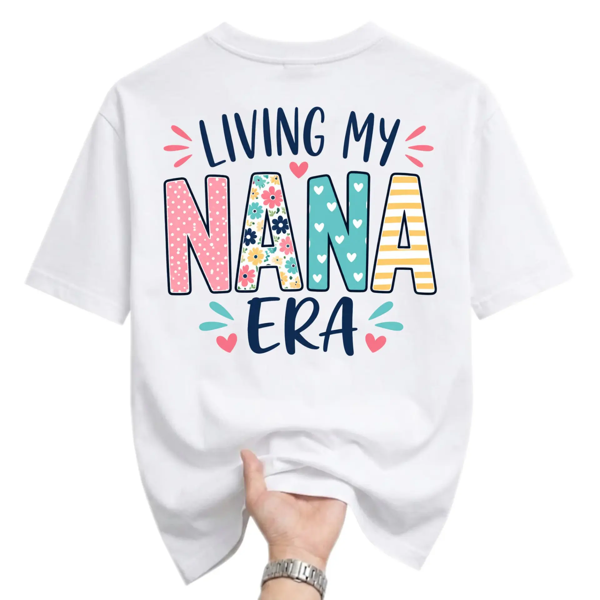 Graphic Tee Living My Nana Era Cute Floral Pattern Letters Unisex Casual
