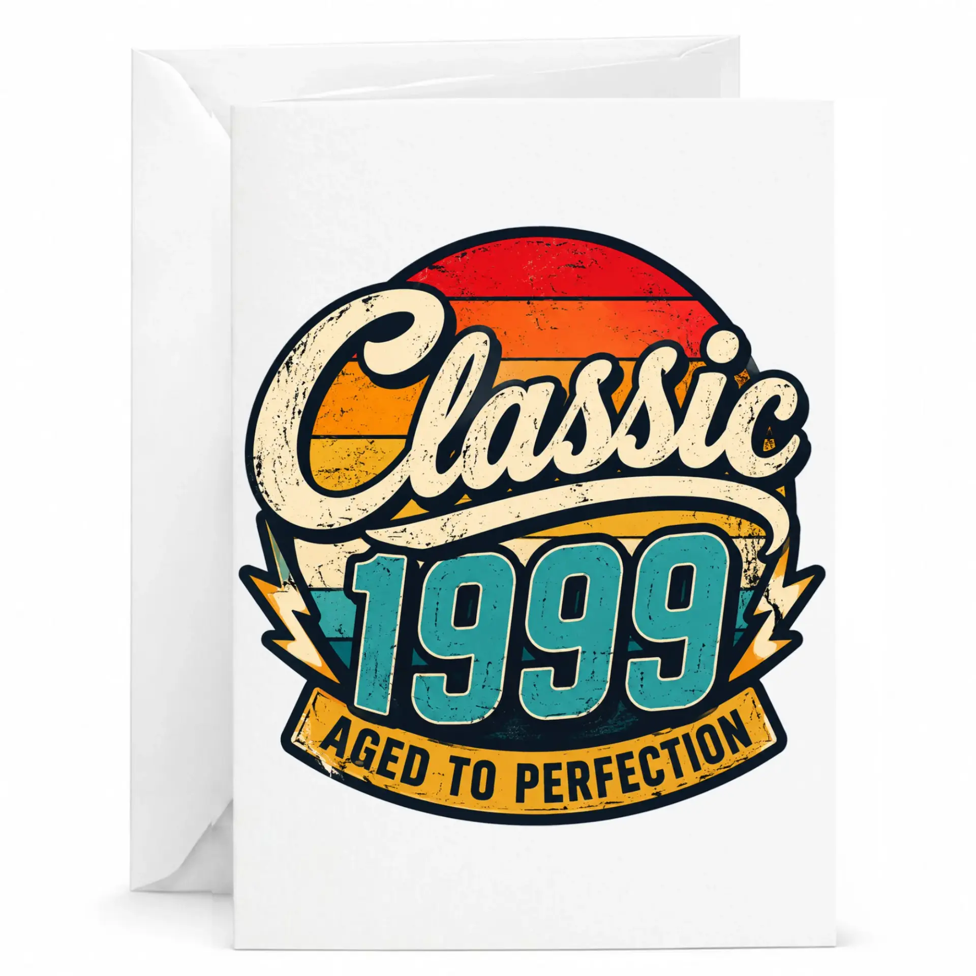 Birthday Card Classic 1999 Aged to Perfection Retro Vintage Style Greeting Card for Milestone Celebration 5x7 Inches