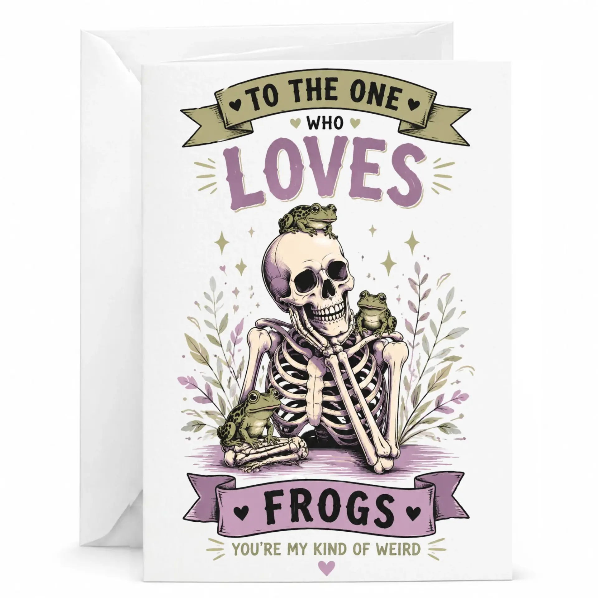 Funny Greeting Card to the One Who Loves Frogs Cute Skeleton Artwork Note for Birthday Anniversary Just Because