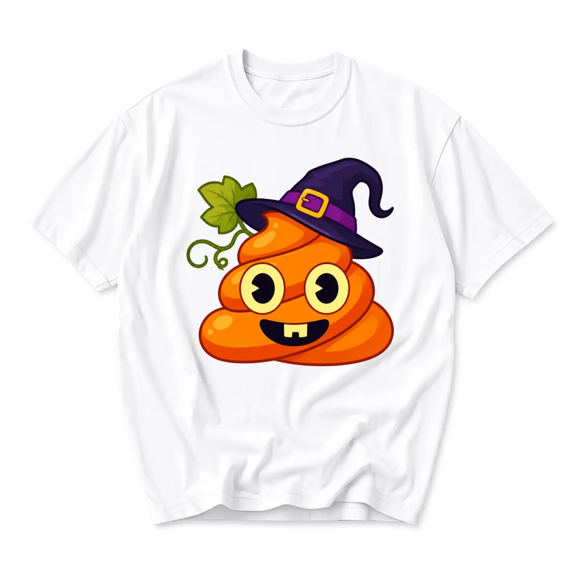 Funny Shirt Pumpkin Poo Halloween Graphic Tee Unisex Crew Neck Short Sleeve Casual Cotton Blend Top for Holiday Parties