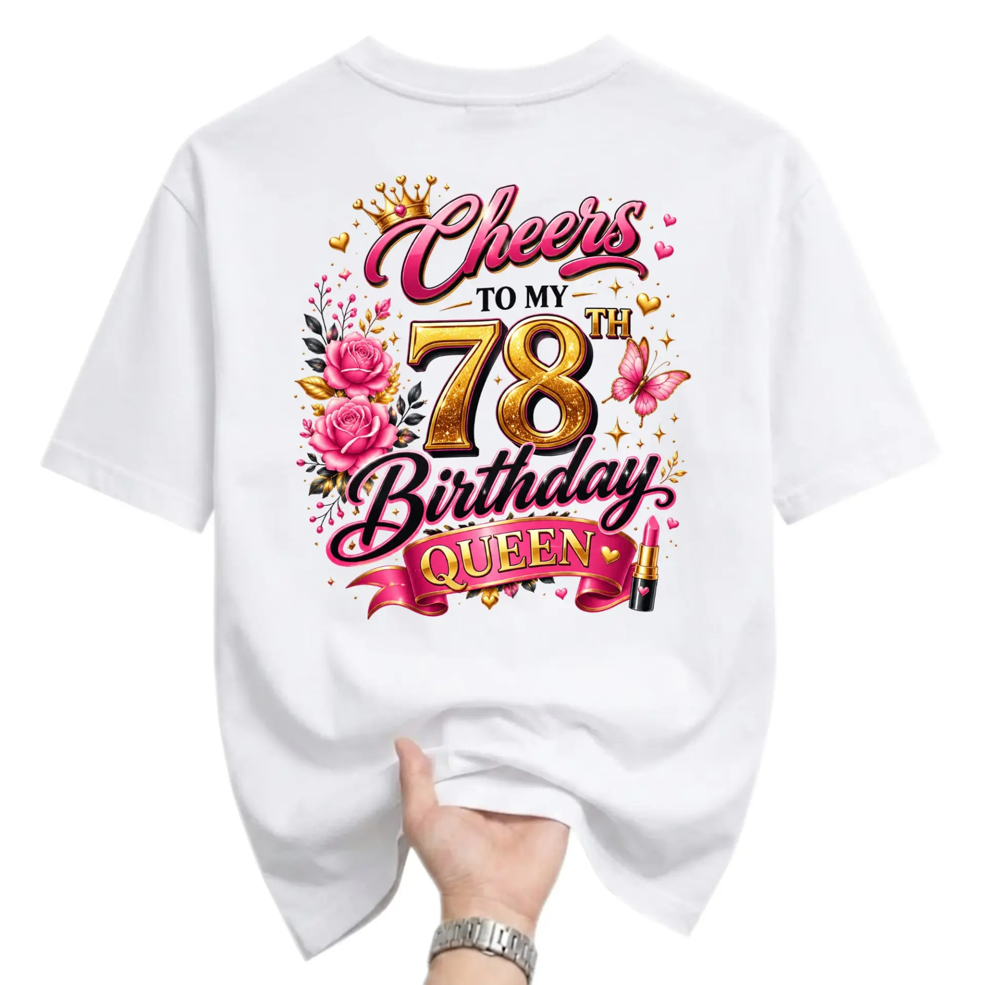 Graphic Tee Cheers to My 78th Birthday Queen Shirt for Women Celebration