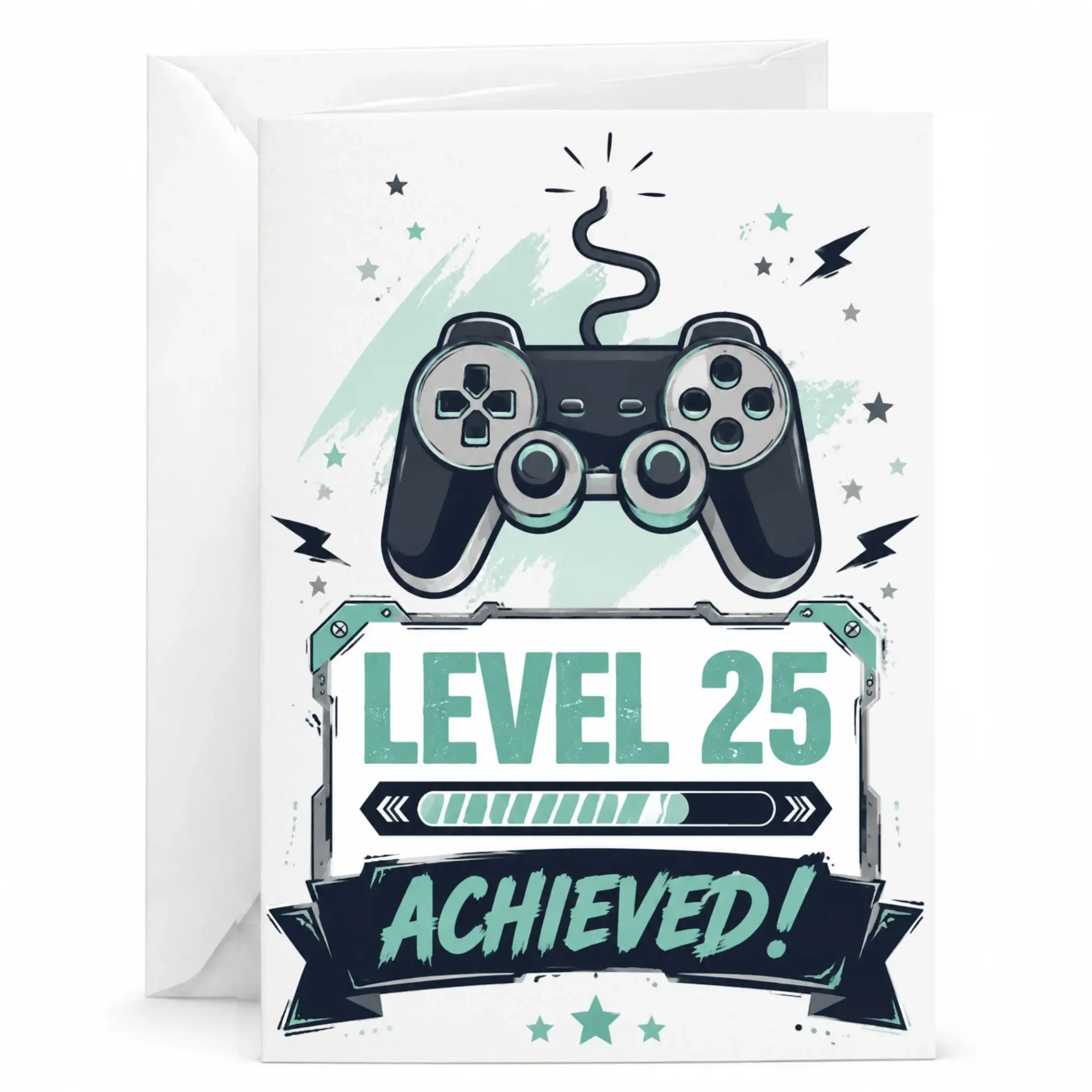 Birthday Card Level 25 Achieved Gaming Theme Greeting Card for Video Game Enthusiasts Milestone Celebration 5x7 Inches
