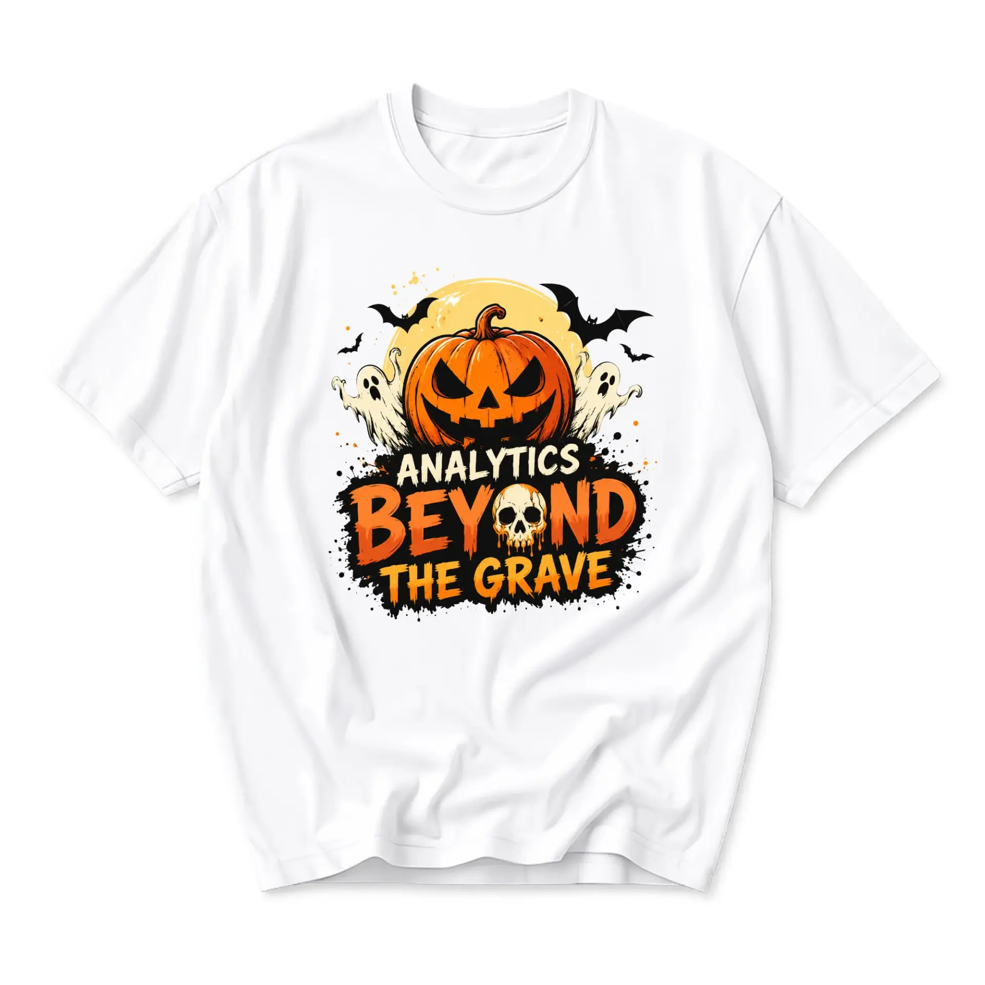 Funny Shirt Analytics Beyond the Grave Halloween Graphic Tee Unisex Crew Neck Short Sleeve Casual Cotton Apparel