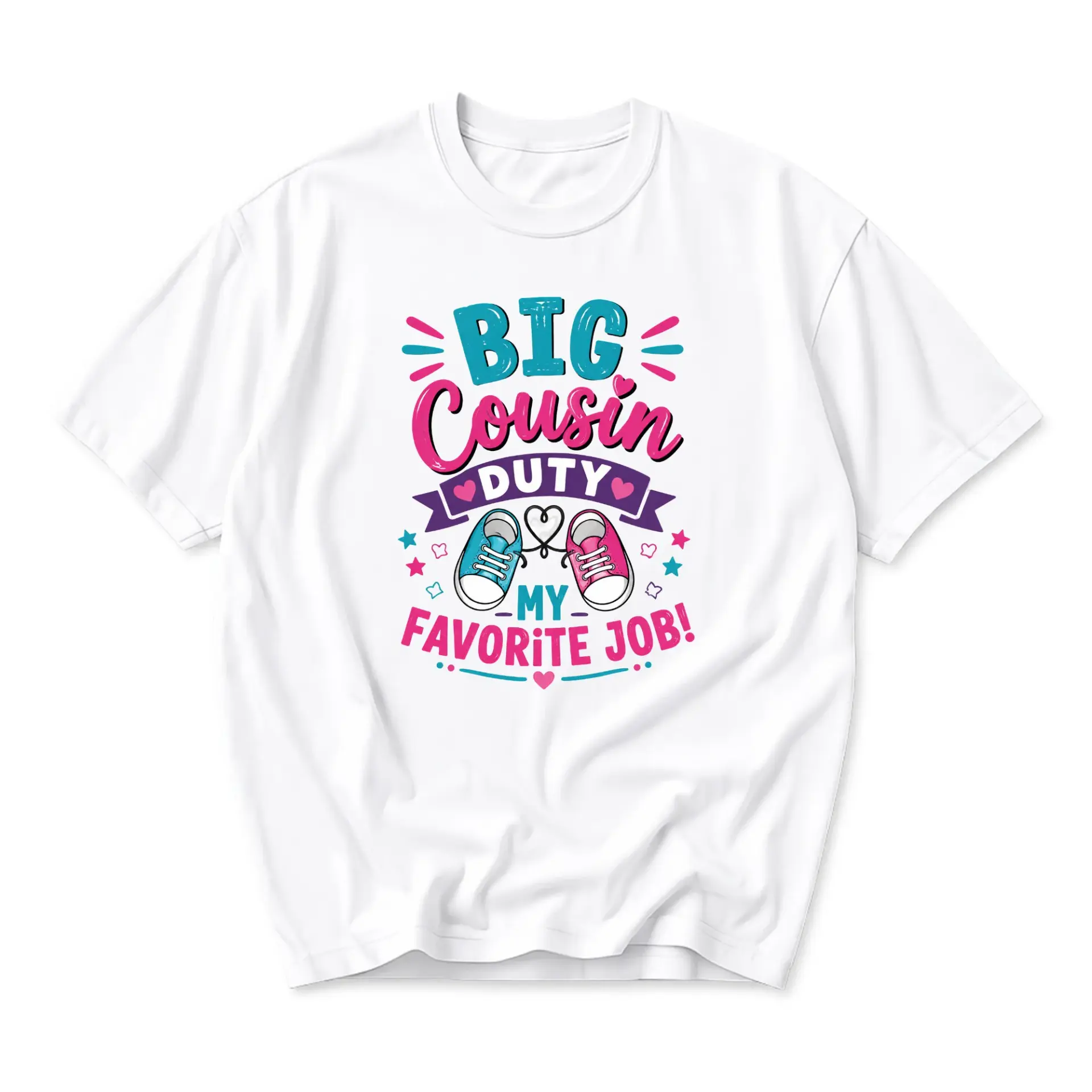 Funny Shirt Big Cousin Duty My Favorite Job Graphic Tee Unisex Casual Crew Neck Comfortable Cotton Blend Top